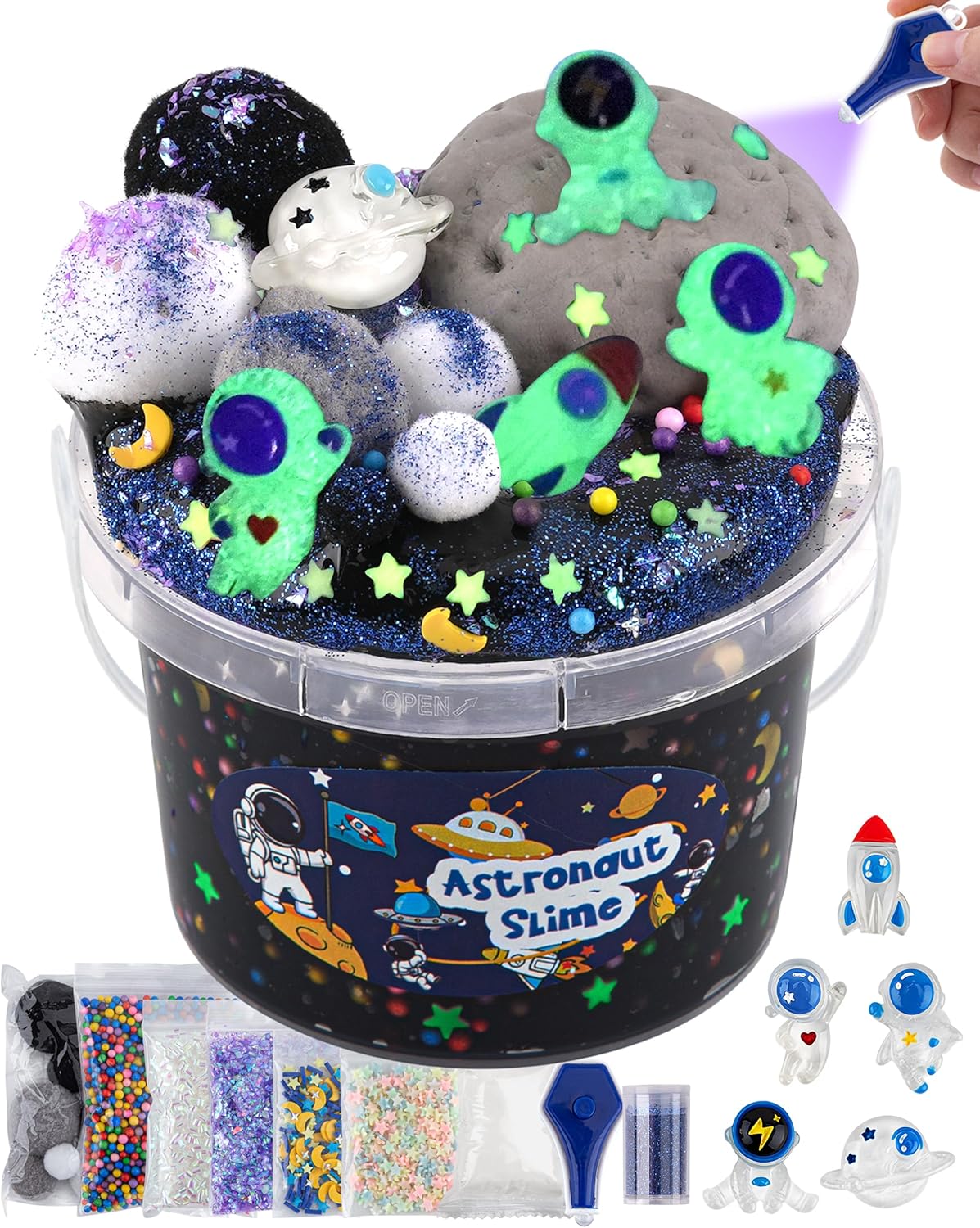 Okaybee Crystal Slime, Astronaut Galaxy Slime for Kids, Big Slime Bucket with Sl...