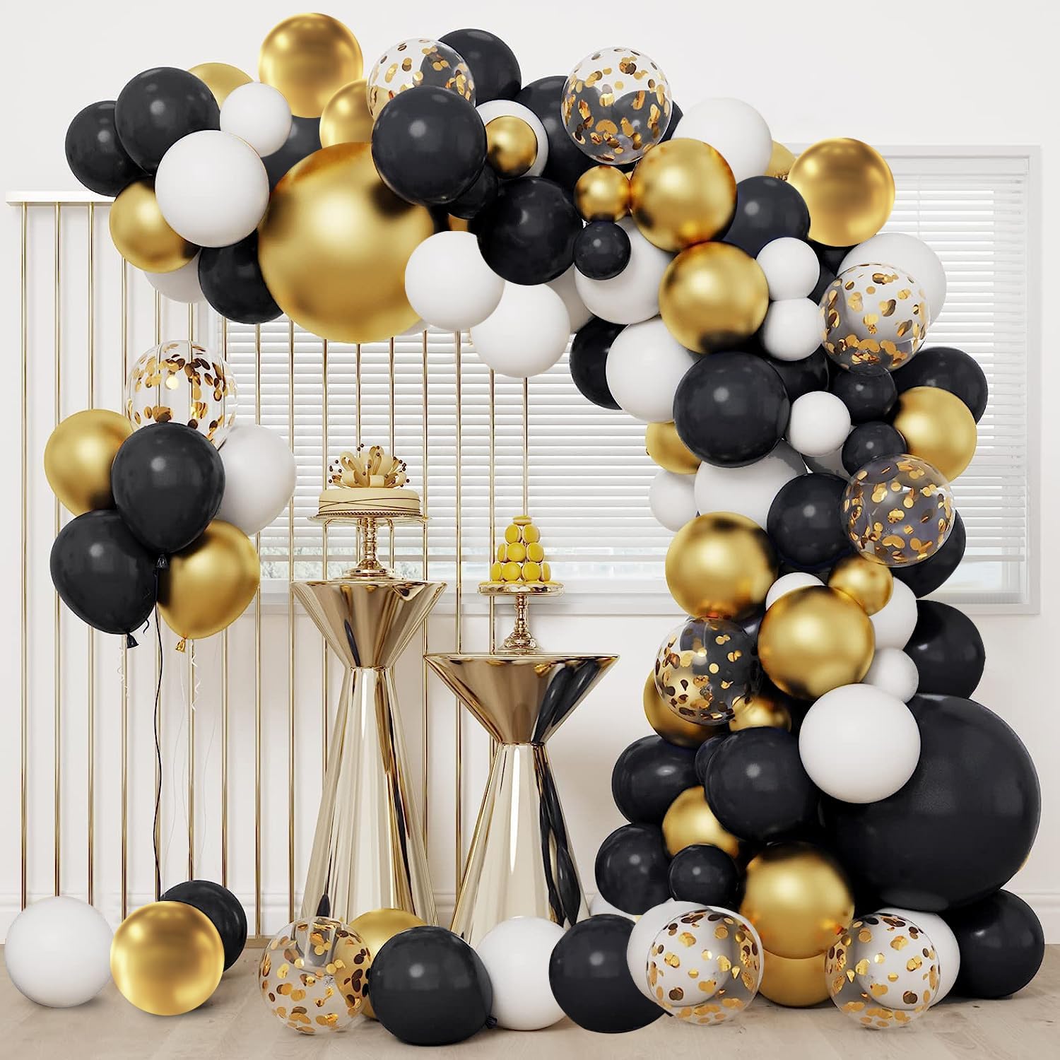 Black And Gold Balloon Arch Kit 119pcs Black Gold Party Decorations With Black G...