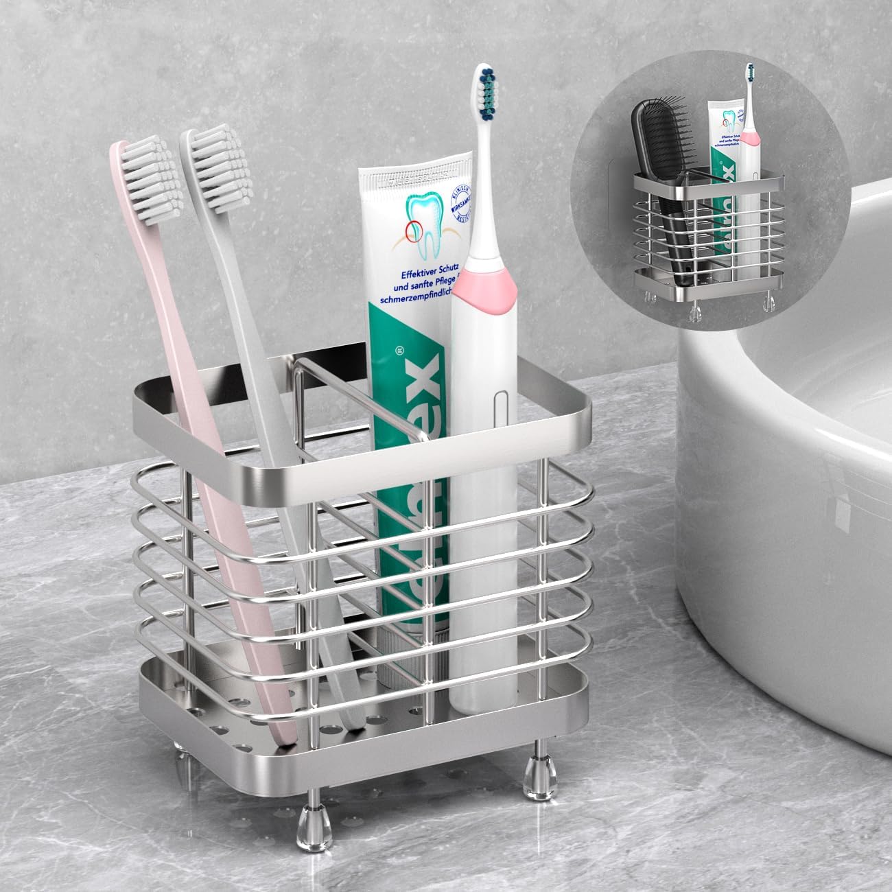 Luxspire Toothbrush Holders for Bathroom, Stainless Steel Electric Toothbrush Ho...