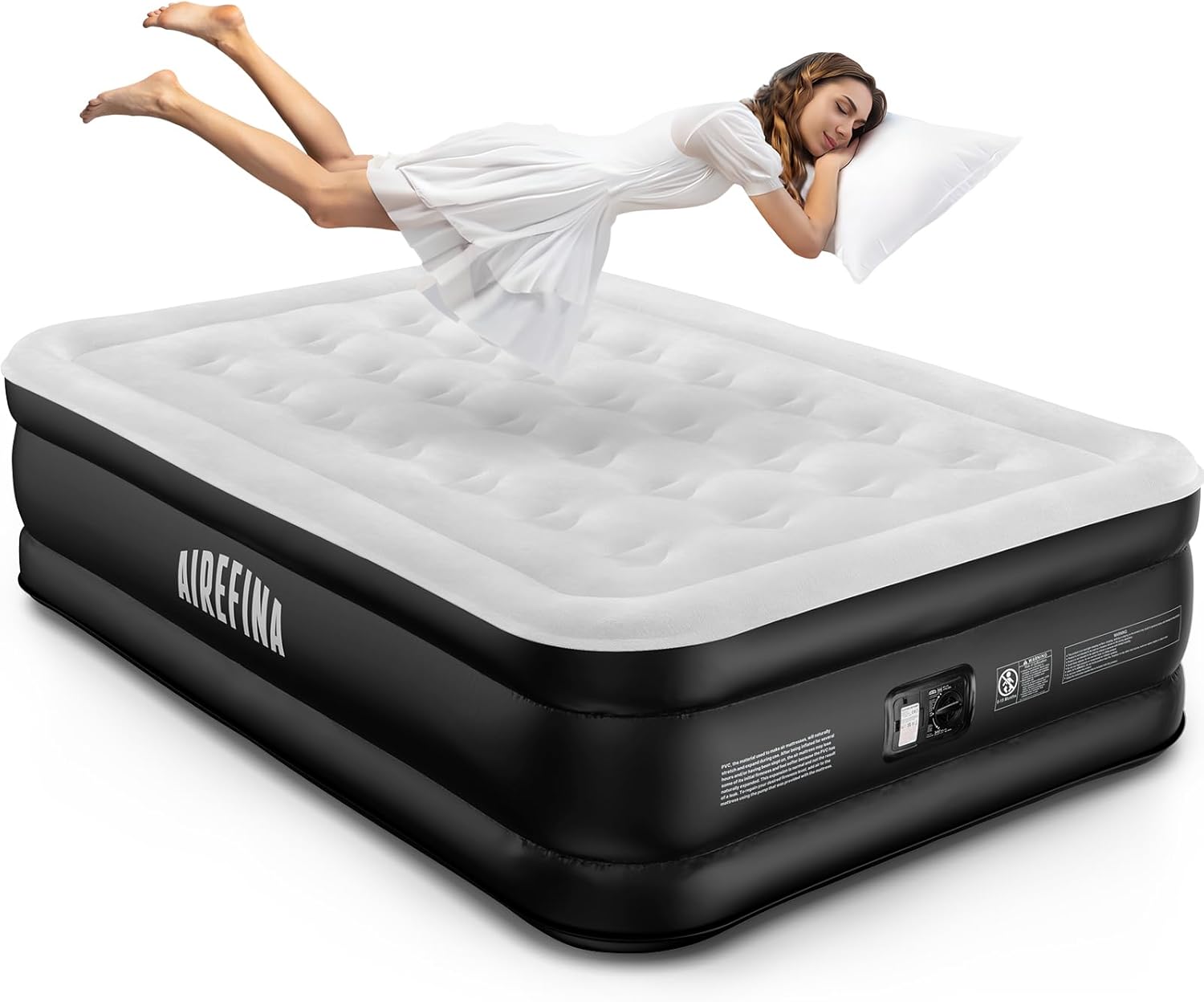 Airefina Double Airbed with Built-in Electric Pump, Inflatable Air Mattress in 3...