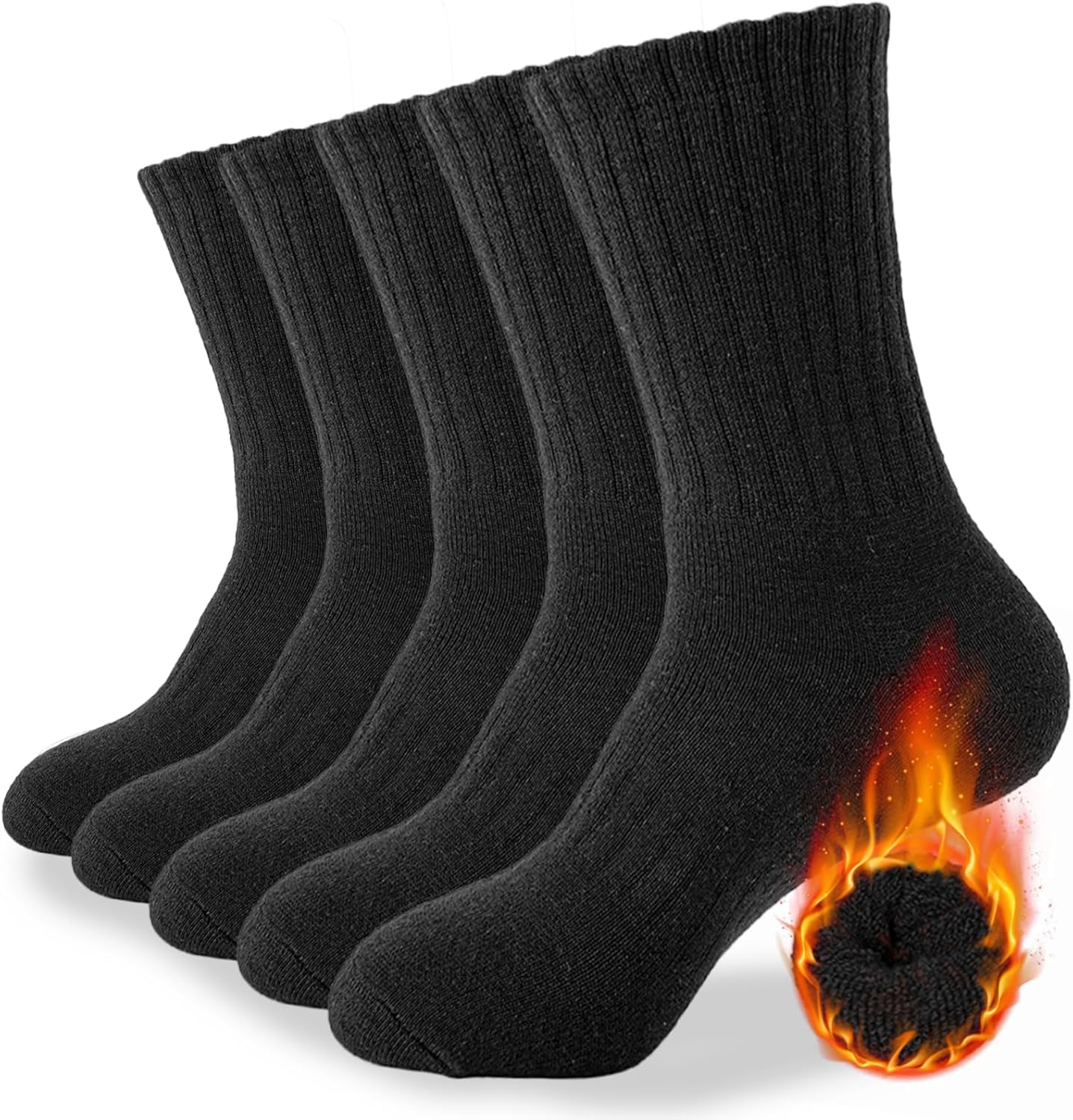 Josnown Mens Thermal Socks, 5 Pairs Winter Warm Thick Cushioned Sports Outdoor S...