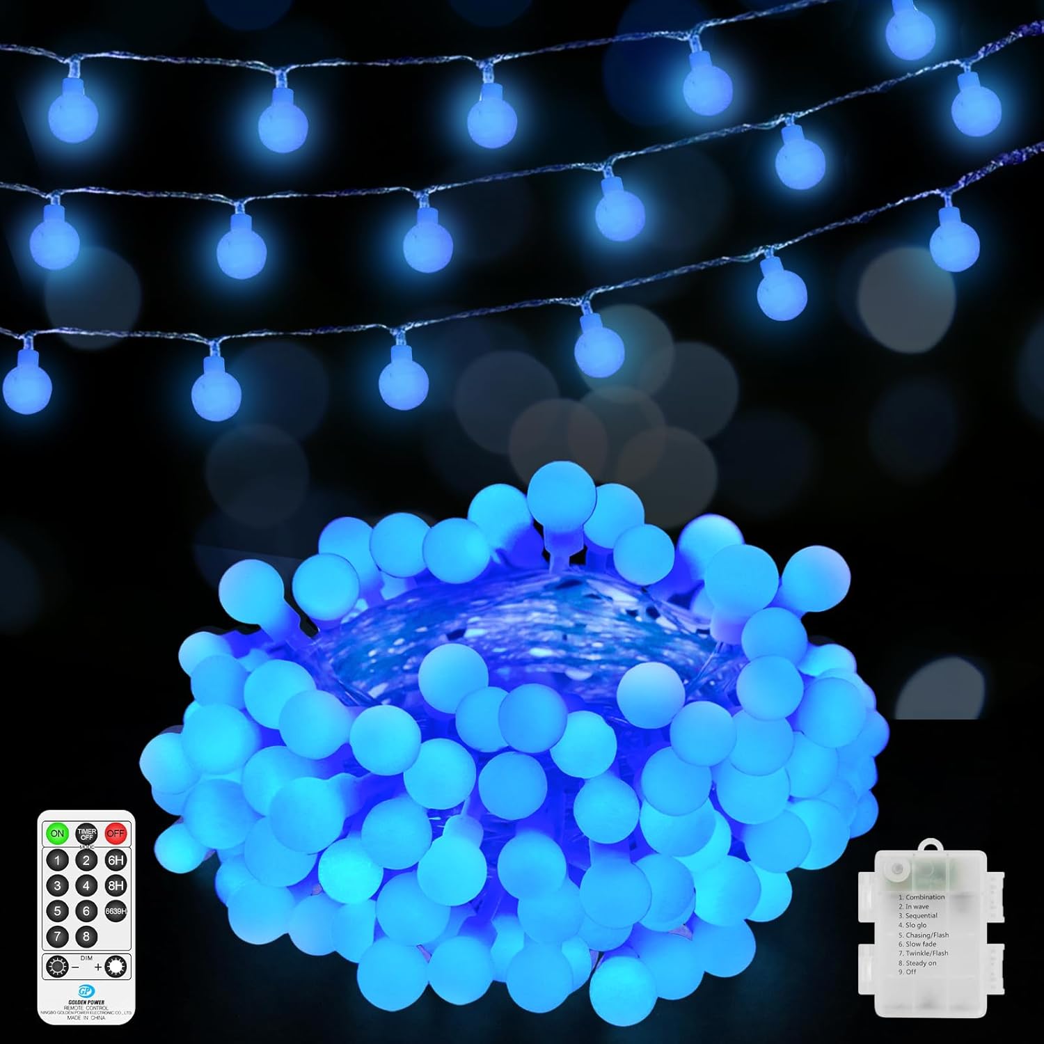 JXLEDAYY 12 M 100 LED Fairy Lights Outdoor IP44 Waterproof Globe String Lights B...