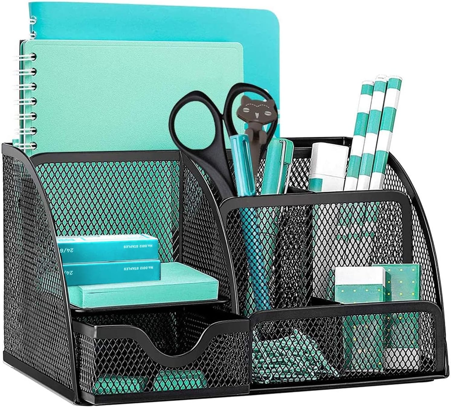 OKPOW Mesh Desk Organiser,Multi-Use Desk Tidy & Pen Holder with 6 storage and 1...