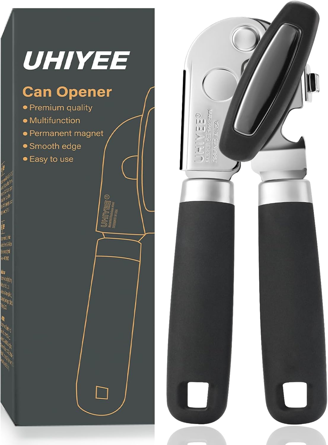 Tin Can Opener Manual, UHIYEE Upgrade Stainless Steel Can Openers That Work with...