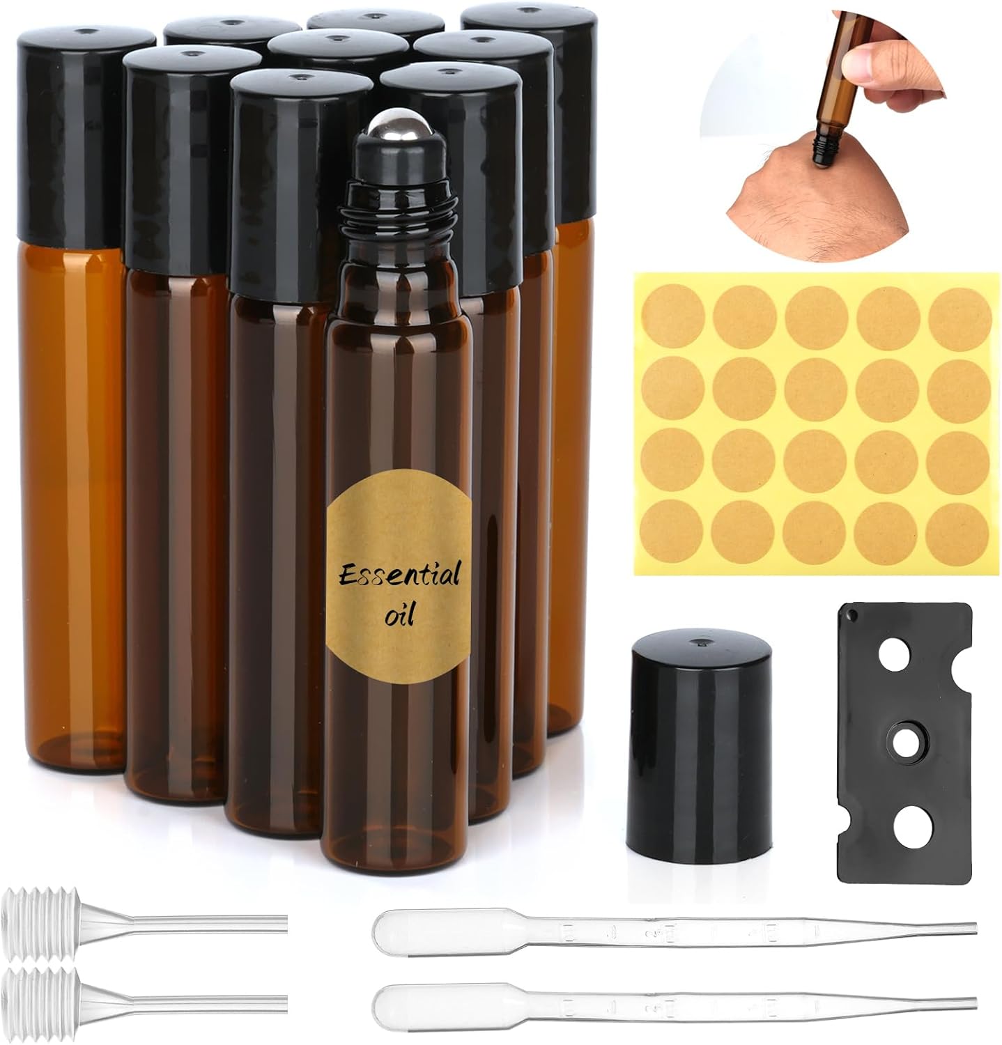 Essential Oils Roller Bottles, 10pcs Roll on Bottles with Stainless Steel Ball,...
