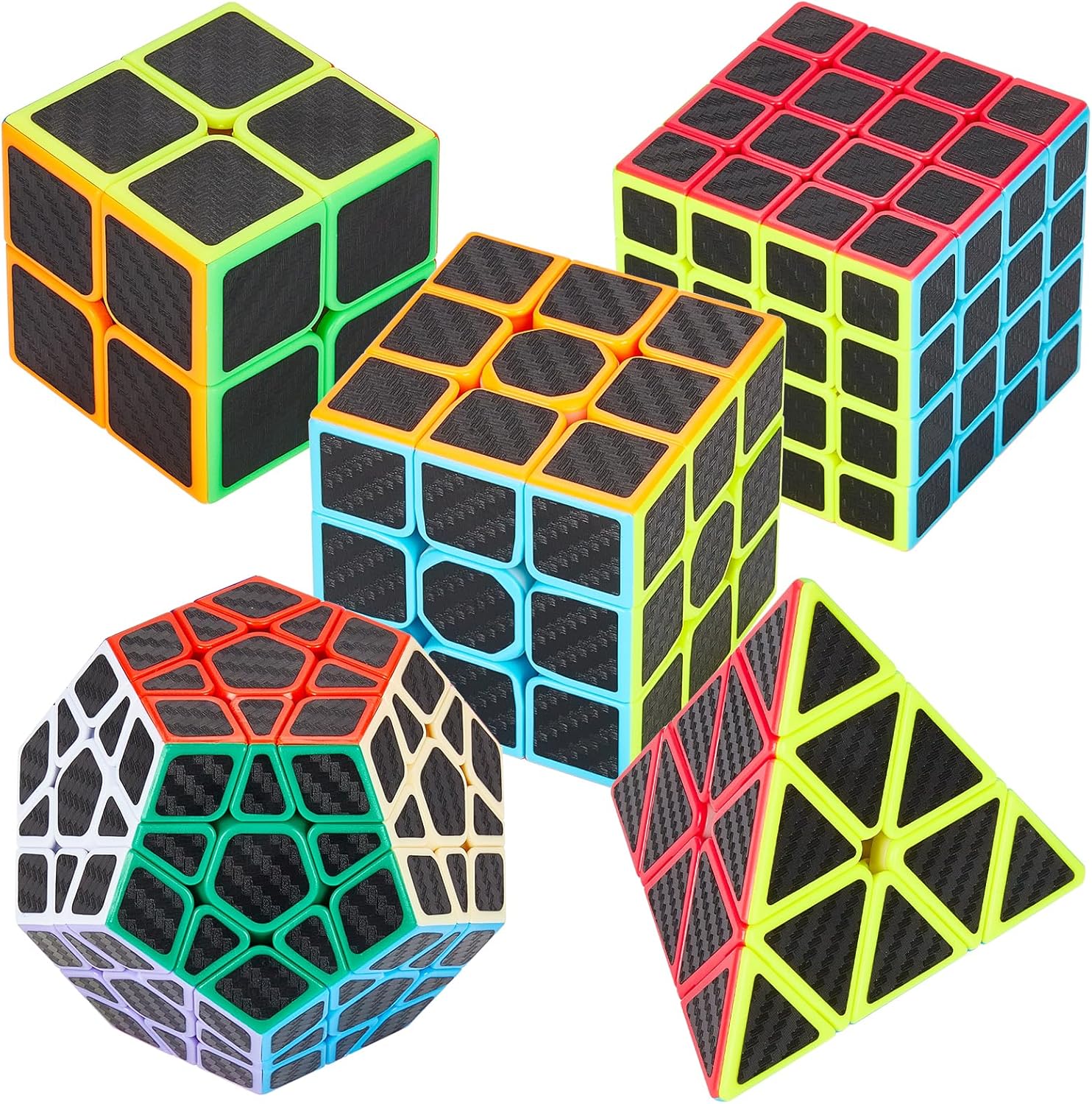 Coolzon Speed Cube Set 5 Pack Magic Puzzle Cubes Pyraminx Pyramid + Megaminx + 2...