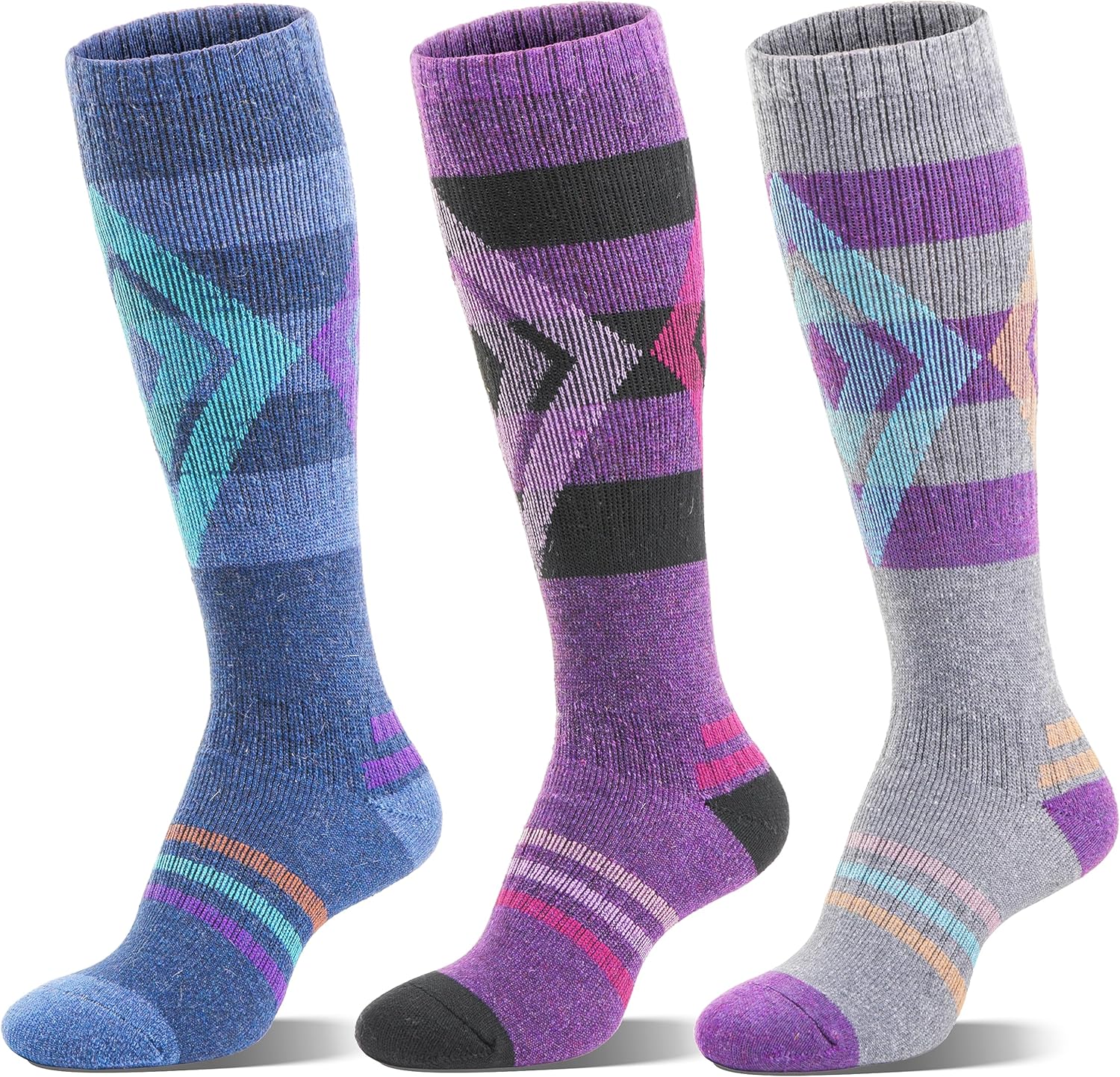 Welwoos Merino Wool Ski Socks for Womens Mens 3 Pairs Thermal Heated Winter Warm...