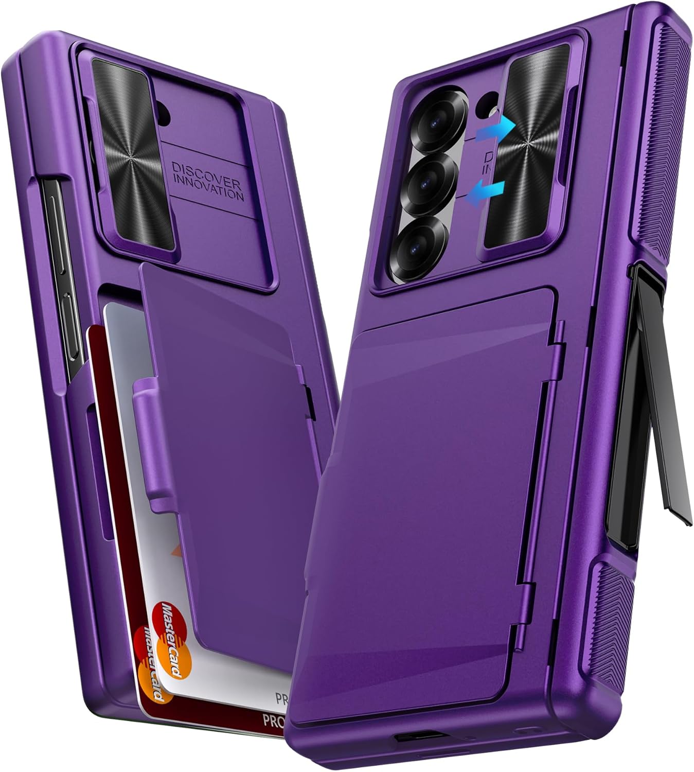 SIXBOX for Samsung Galaxy Z Fold 6 Case with Card Holder & Kickstand & Hinge Pro...