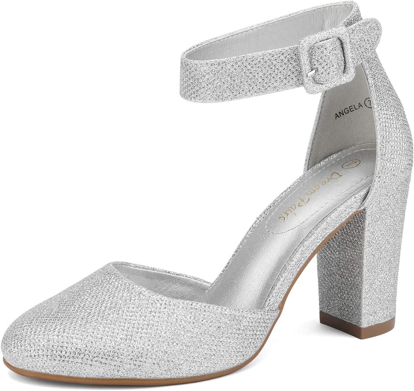 DREAM PAIRS Womens High Heels Closed Toe Court Shoes Block Ankle Strap Ladies Sa...