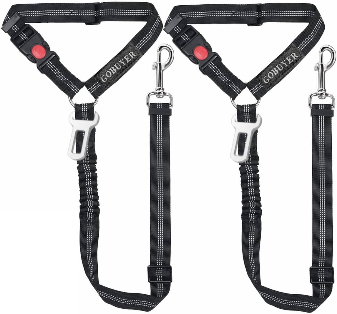 GoBuyer Dog Car Headrest Seat Belt 2 Pack for Pet Dogs Safety Harness Travel Acc...