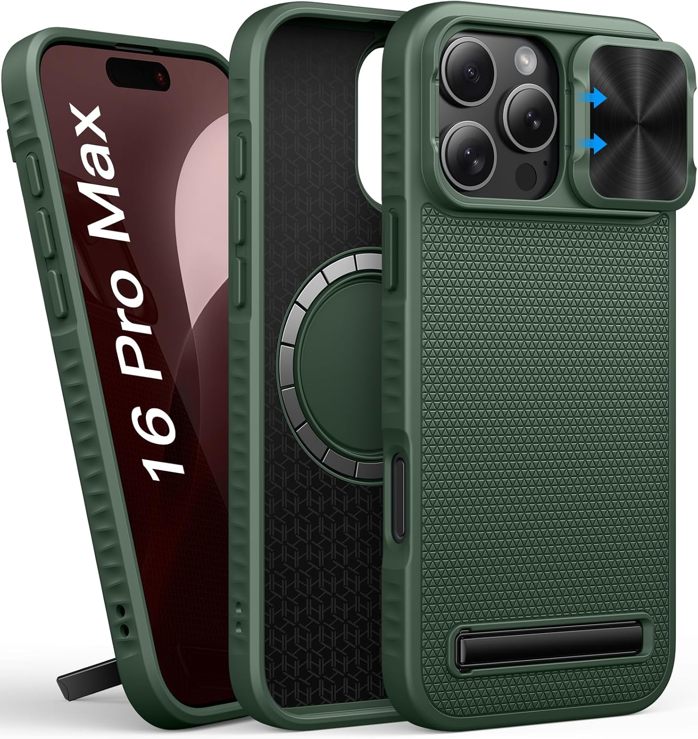 SIXBOX Magnetic Case for iPhone 16 Pro Max, Compatible with MagSafe, Kickstand,...