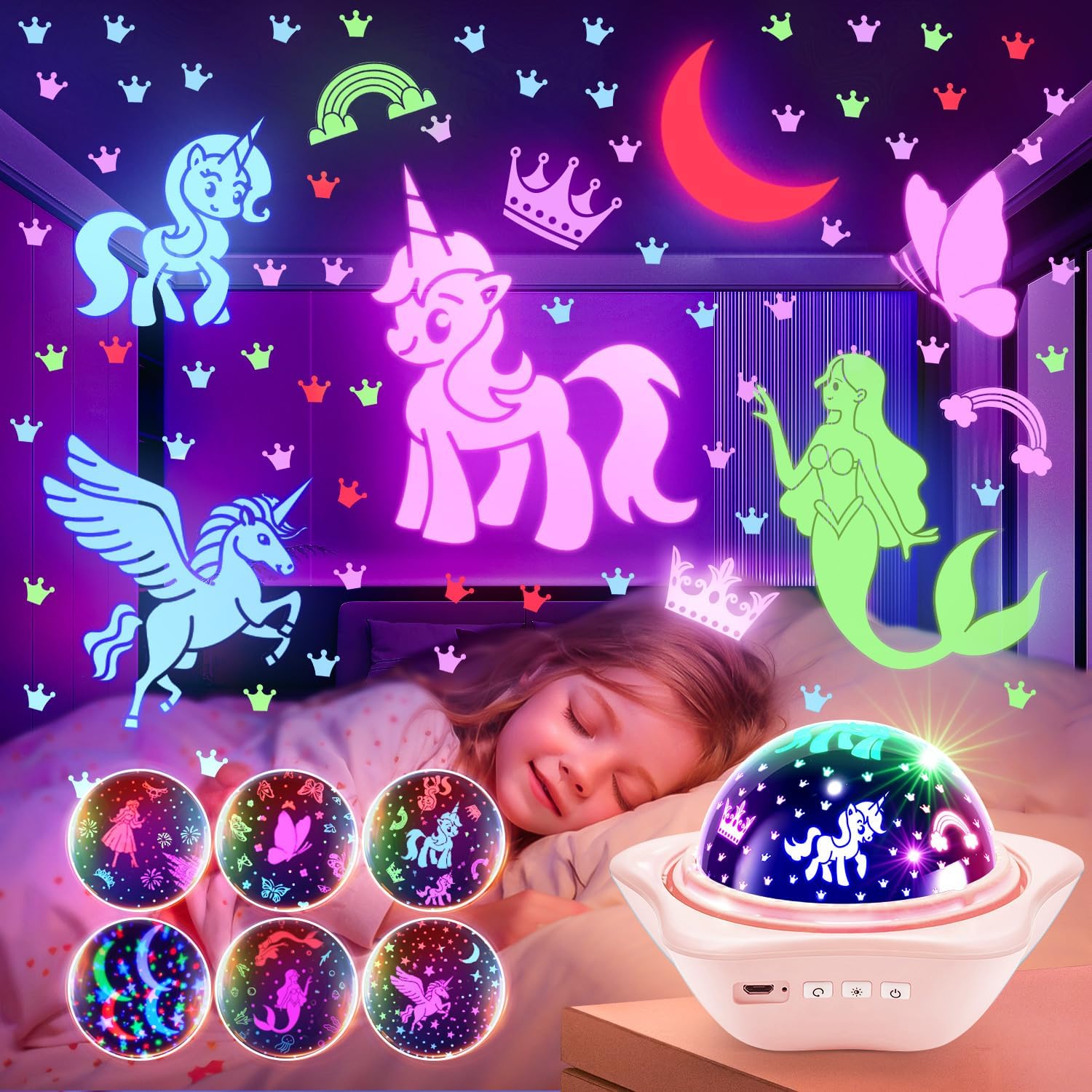 One Fire Unicorns Gifts for Girls Toys, 6 Films Un...