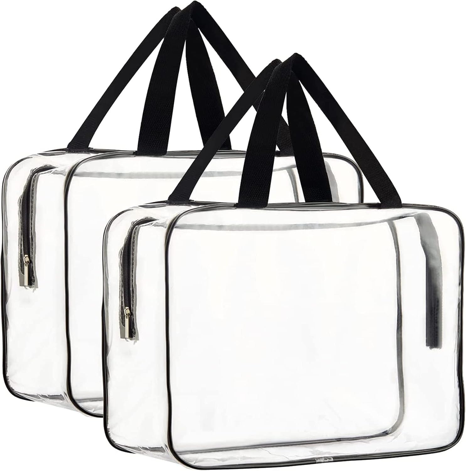 Clear Toiletry Bags, 2 Pcs Large Storage Makeup Bags Waterproof Transparent Cosm...