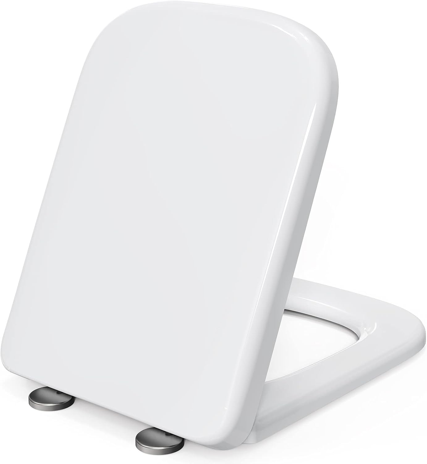 Pipishell Square Toilet Seat, Soft Close Seat White with Quick Release, Simple T...