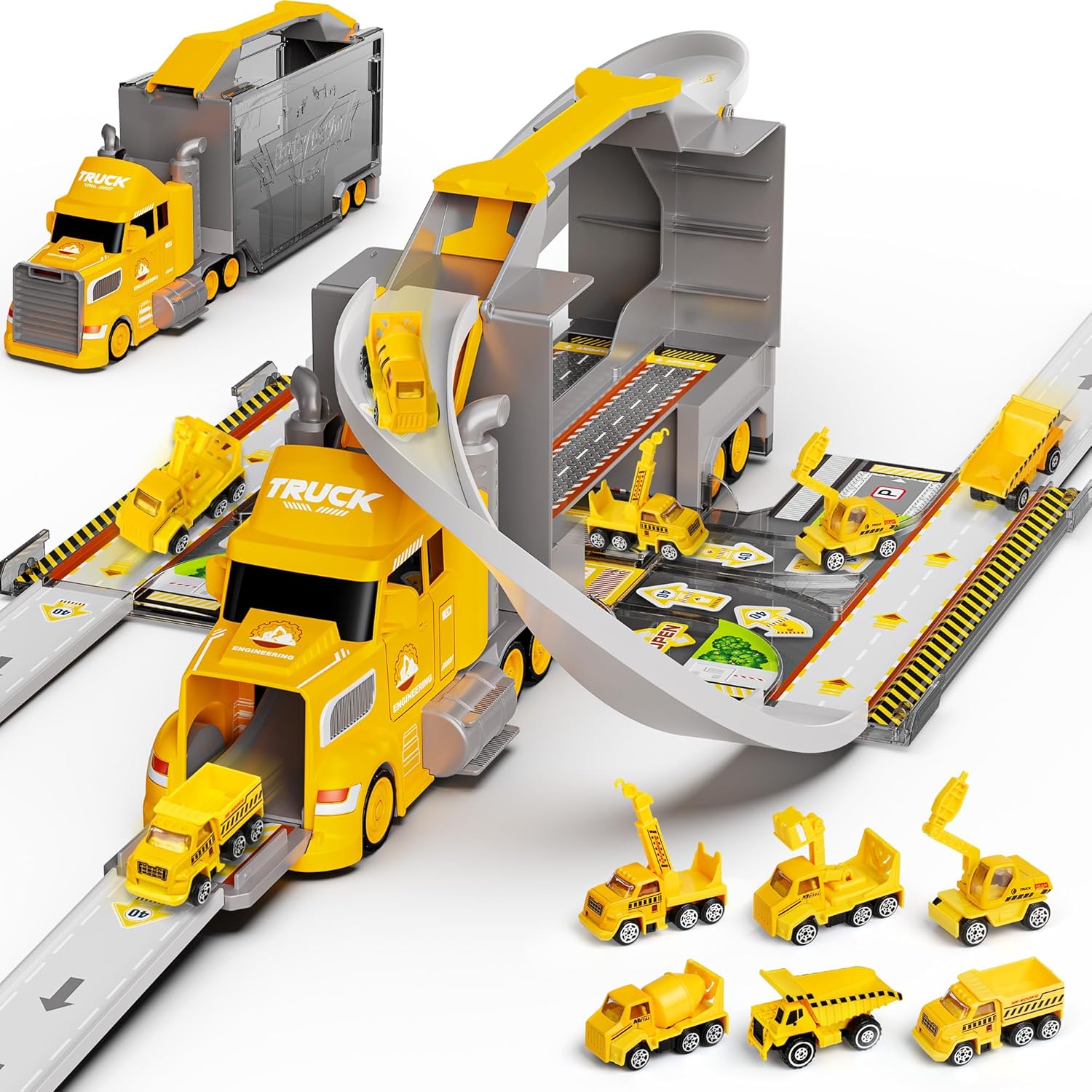 Hot Bee Transport Truck Toys Cars for Boys Toy for Kid with Construction Toys fo...
