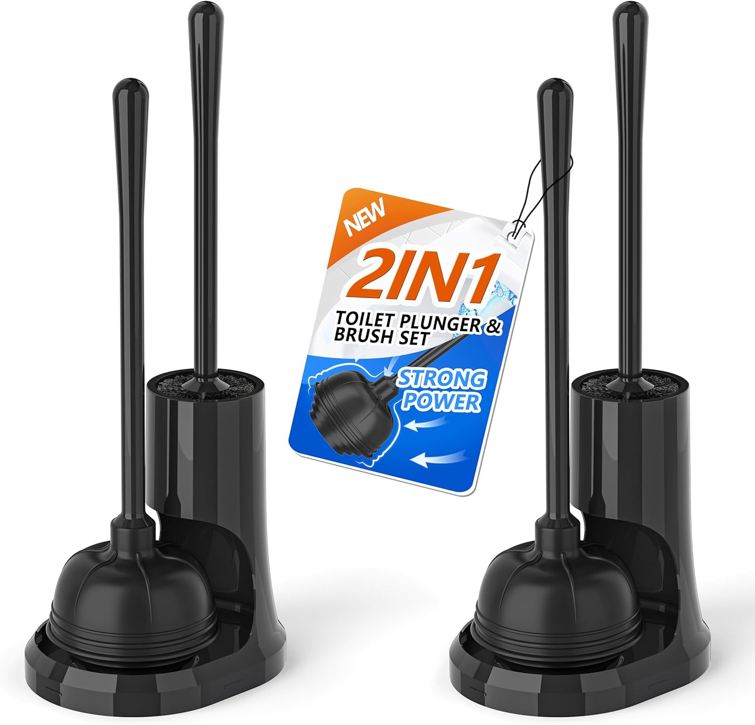 uptronic Toilet Plunger and Brush, Bowl Brush and Heavy Duty Toilet Plunger Set...