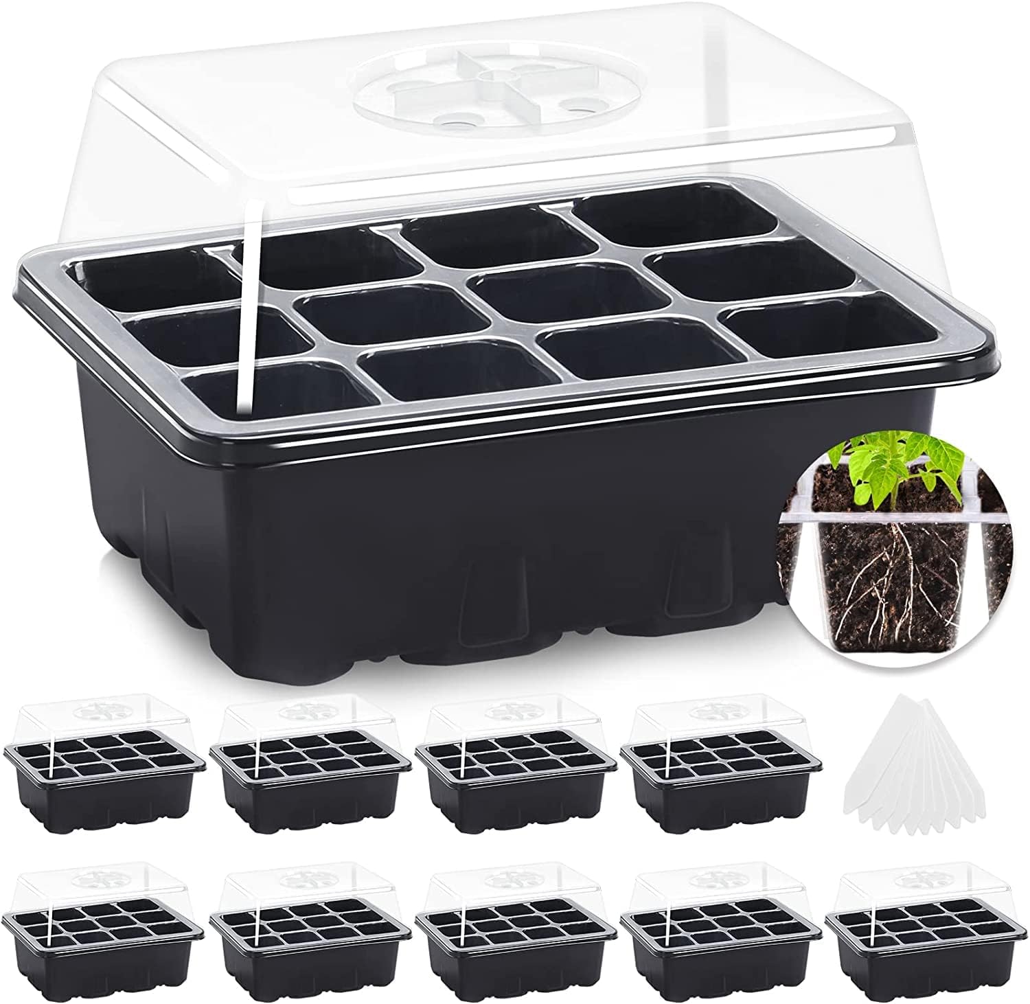 MIXC Seed Trays,10 Pack 120 Cells Seed Trays for Seedlings Reusable, Seed Trays...