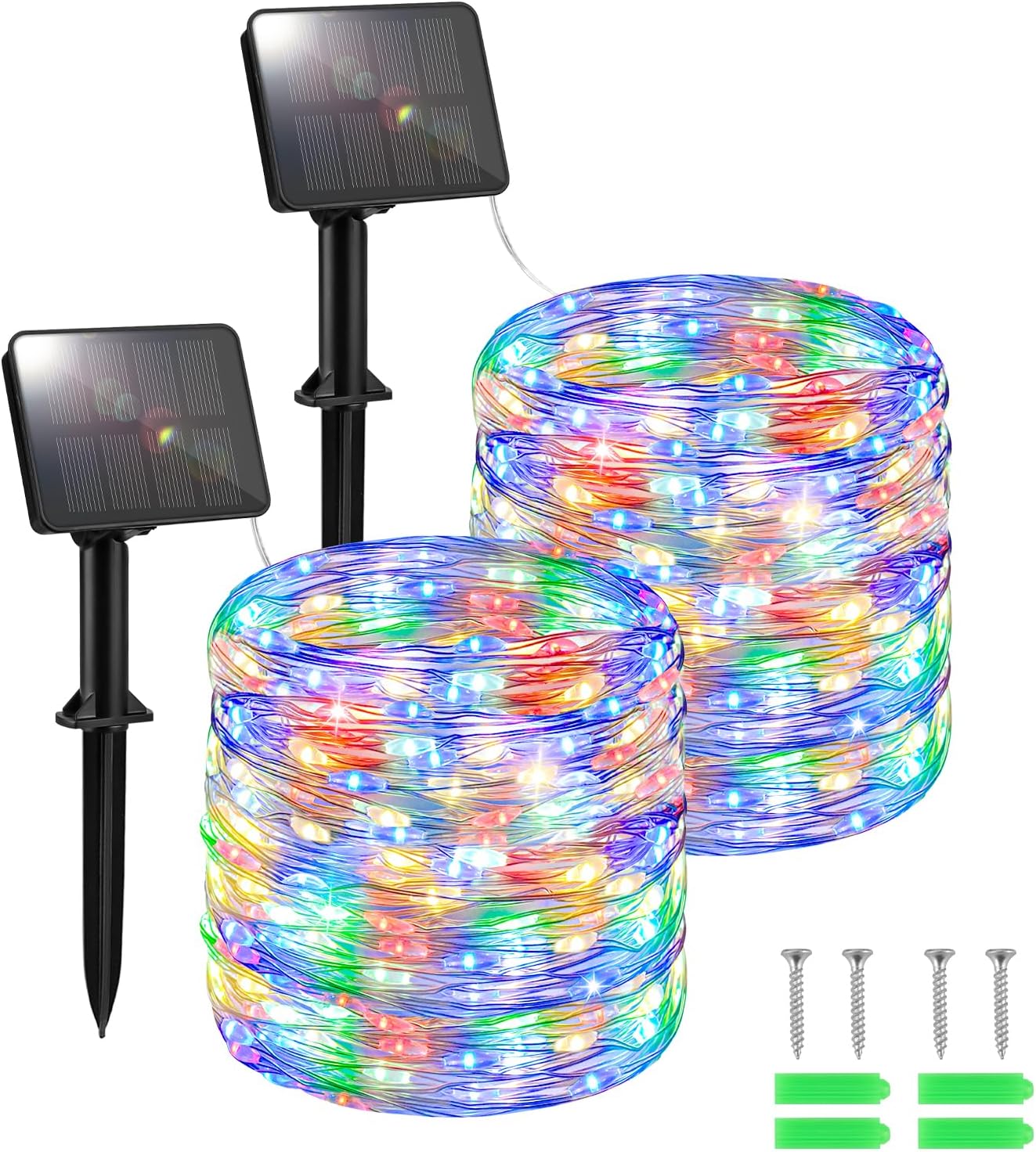 FFZZKJ Solar Lights Outdoor Garden Waterproof Total 240LED 12Mx2 Pack Outdoor So...