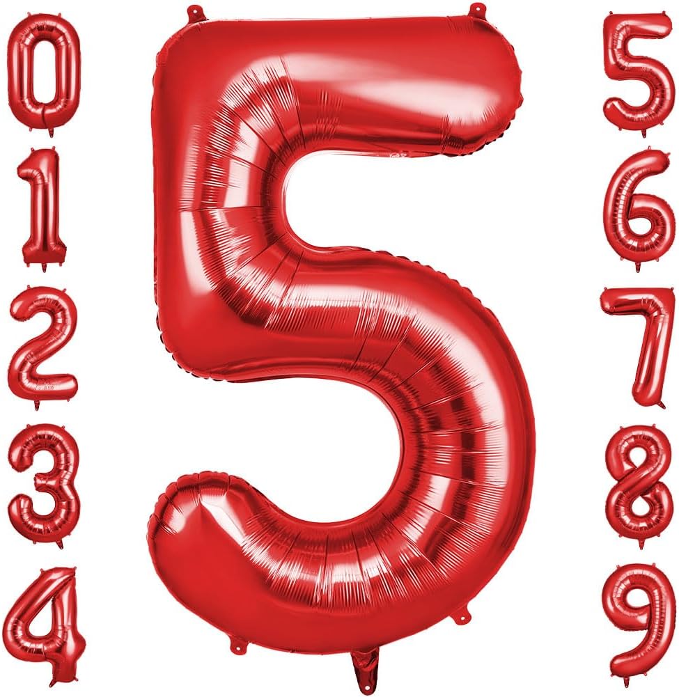 OFFCUP Helium Balloons, 40 Inches Number Balloons 5, Foil Balloons Birthday Ball...