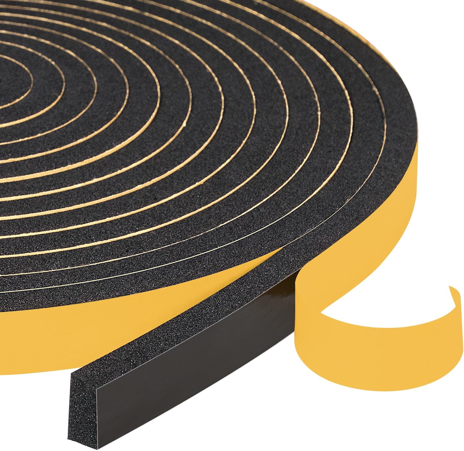 Yotache Draught Excluder Tape for Doors 2 Rolls 12mm Wide X 6mm Thick, Black Foa...