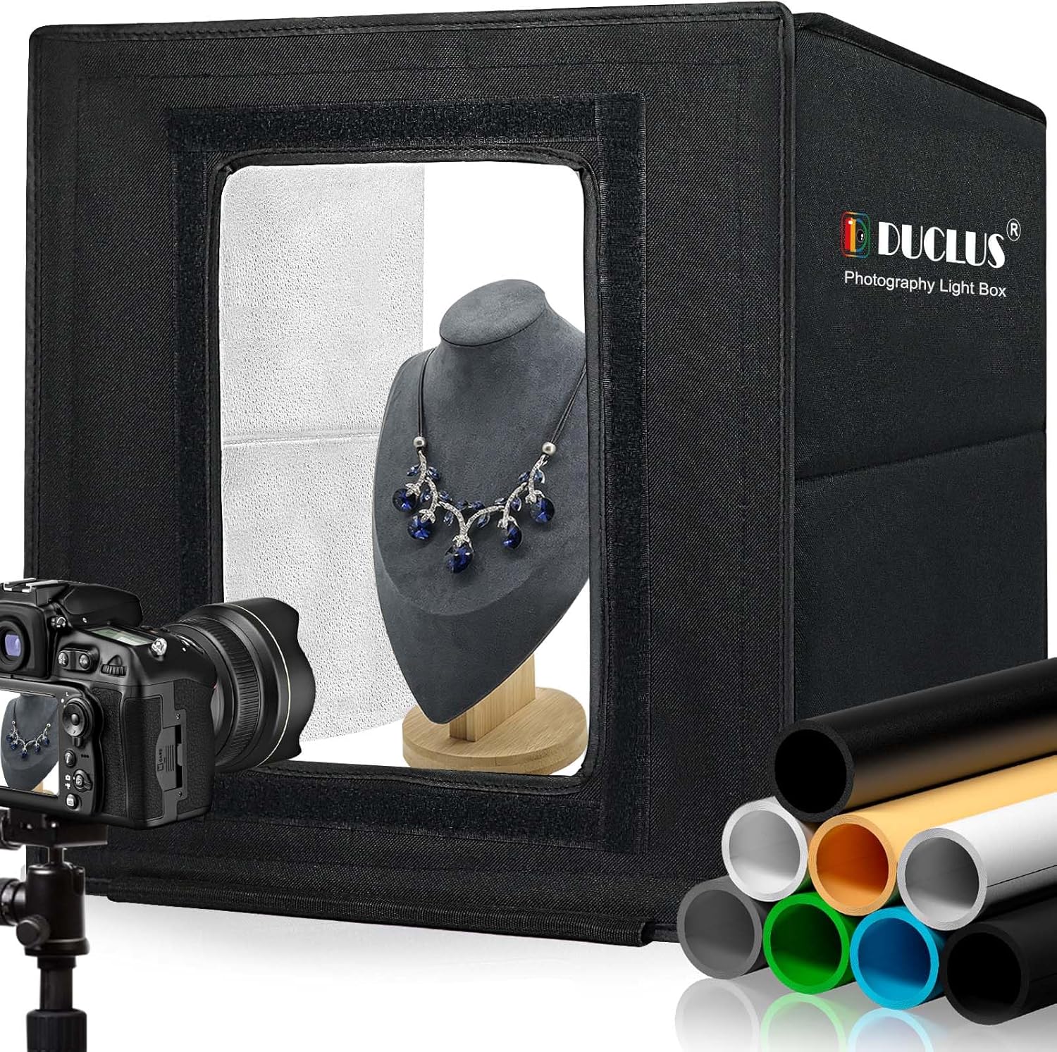 DUCLUS Light Box Photography 40cm / 16" x 16'', Portable Photo Booth Box with Ad...