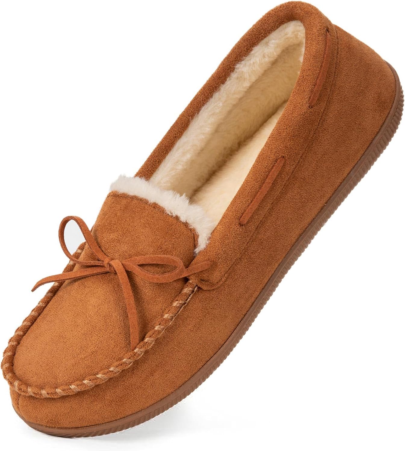 HomeTop Women's Moccasin Slippers Comfy Warm Fluffy Memory Foam Non-Slip Indoor...