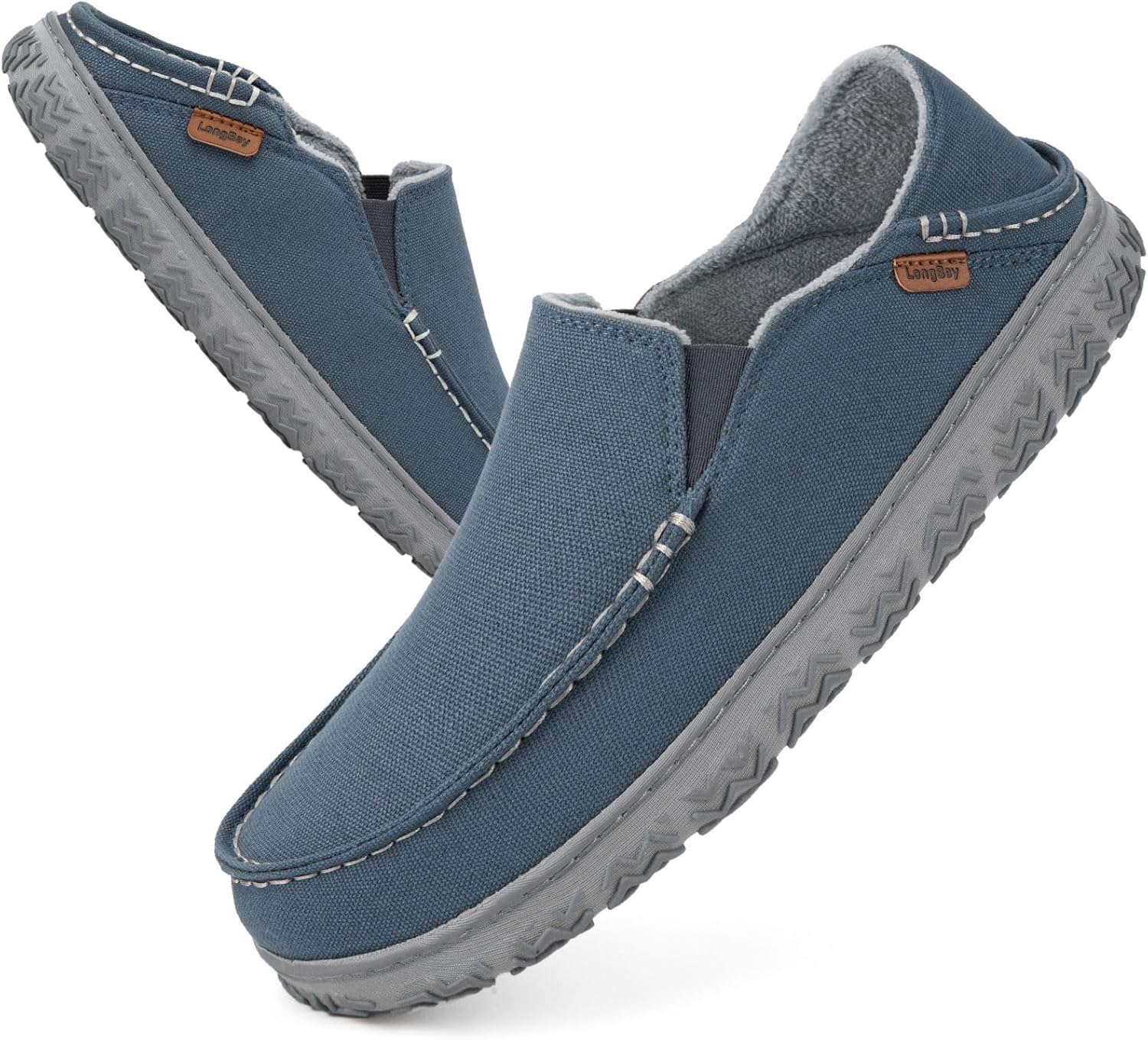 LongBay Men's Microsuede Moccasin Slippers with Plush Fleece Memory Foam Cozy Ho...