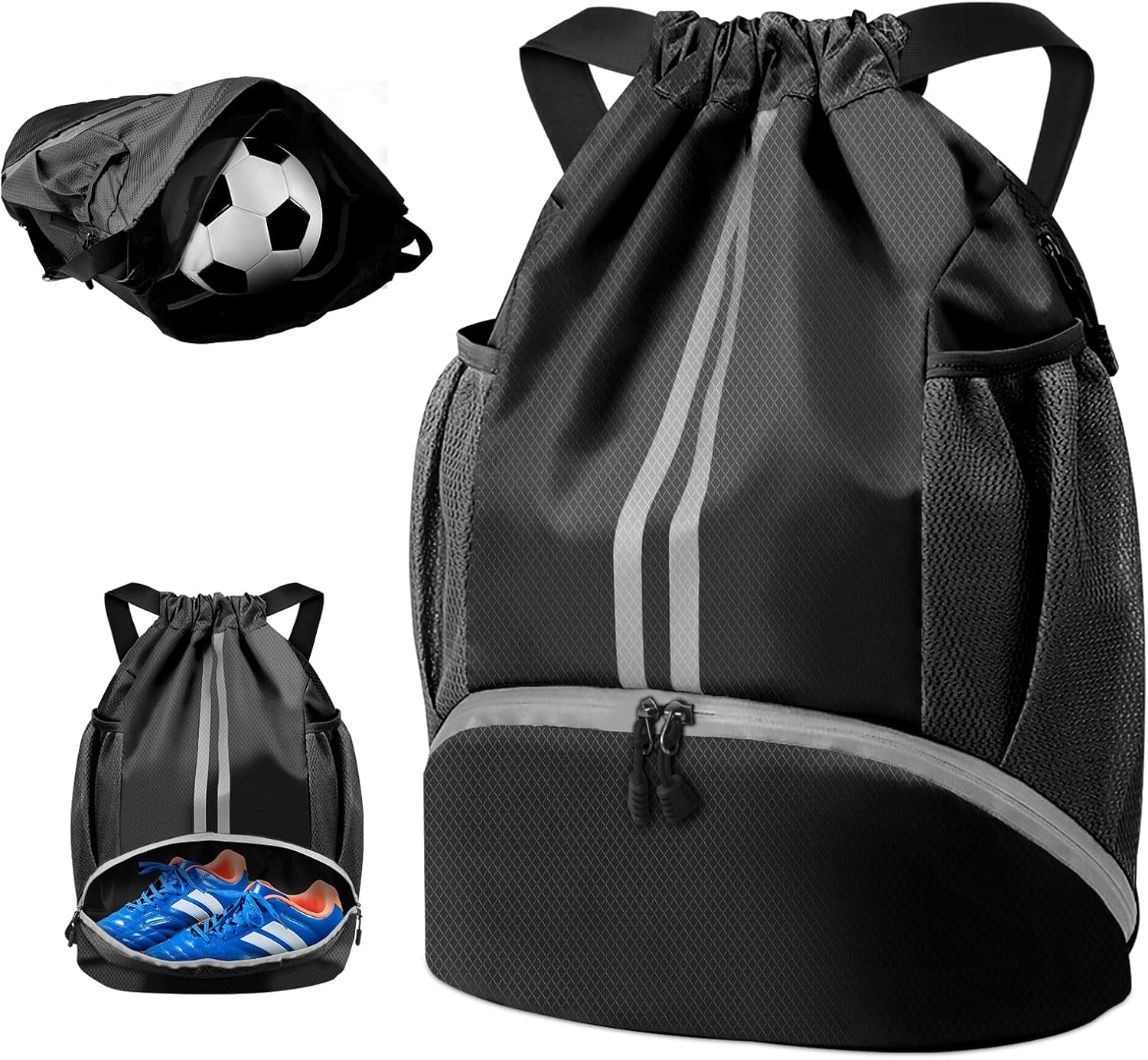 BROTOU Unisex Drawstring Backpack, Waterproof Gym Bag, Large Oxford PE Bag, Stud...