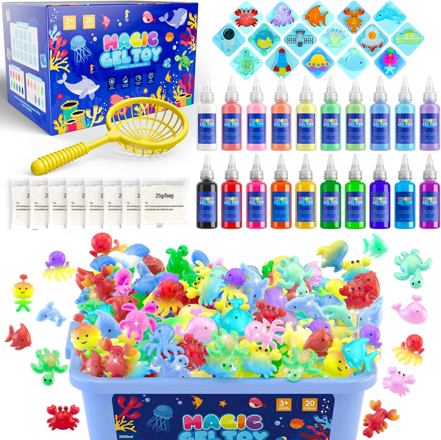 Hot Bee 20 Colours Magic Water, Water Elf Toy Kit, Aqua Fairy Water Gel Kit with...