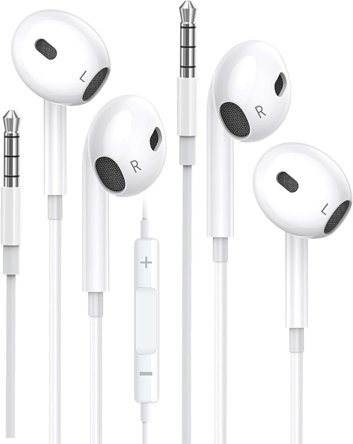 Upgraded Earphones，2 Pack In-Ear Headphones 3.5mm Jack Wired Earbuds Noise Isol...