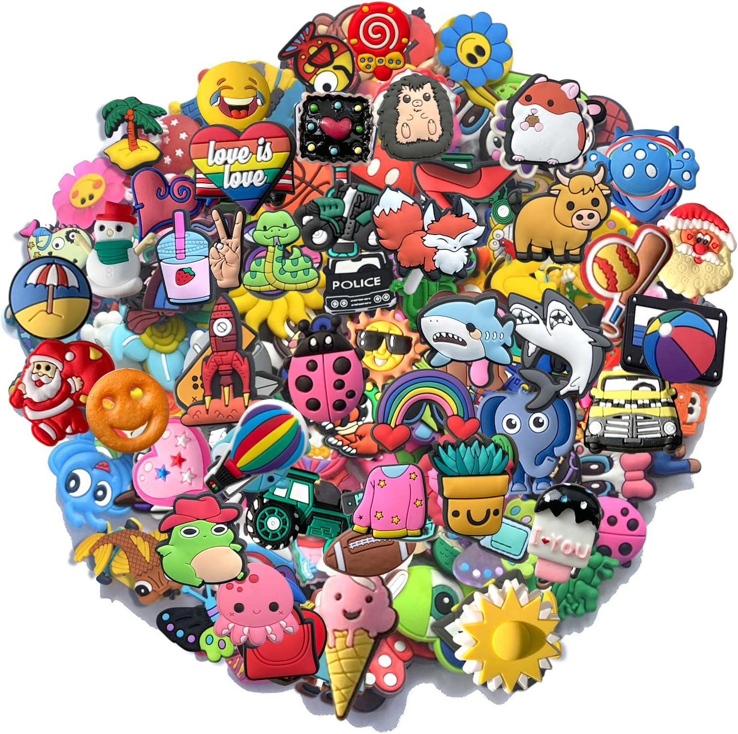 QASIMOF Lot of 30 50 100pc Random shoe charms for Clogs Sandals,Shoes Accessorie...