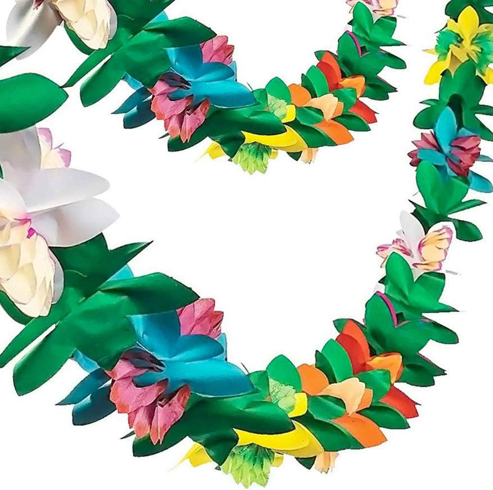 FUTUREPLUSX 2 Pack Tropical Garland Party Decorations, 20ft Multicolored Tissue...