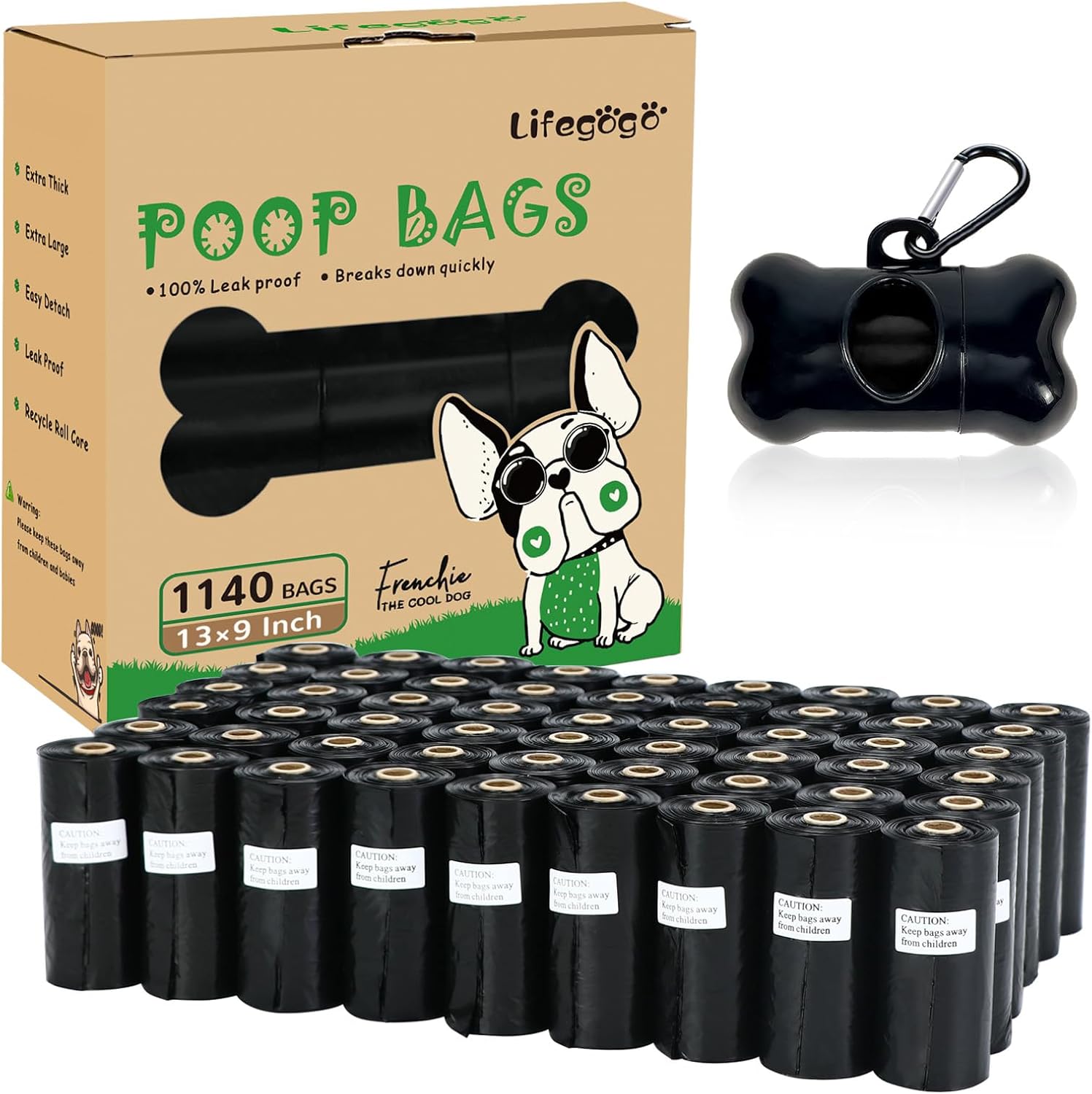 Dog Poo Bags - 1140 Counts Dog Poop Bags Rolls wit...