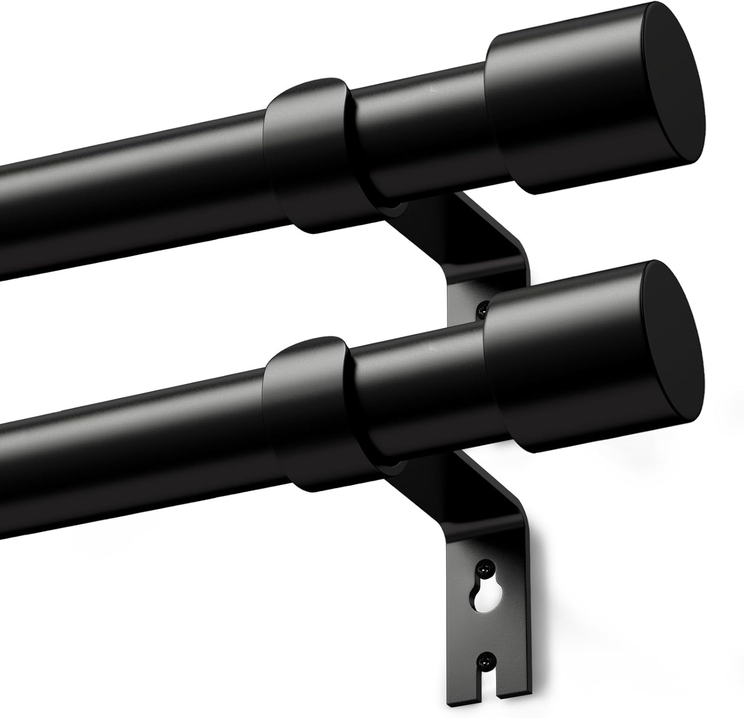 Black Curtain Poles for Eyelet Curtains Metal Extendable Curtain Rod Adjustable...