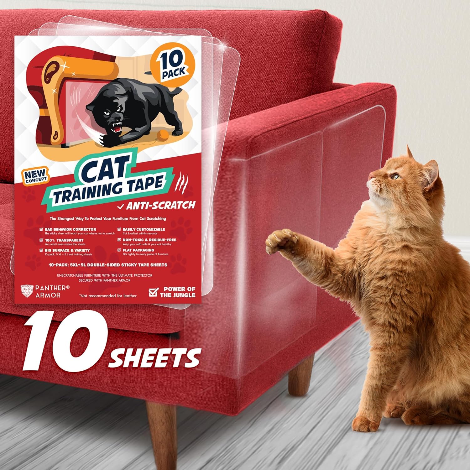 Panther Armor Cat Scratch Furniture Protector – Double Sided Anti Cats Scratchin...