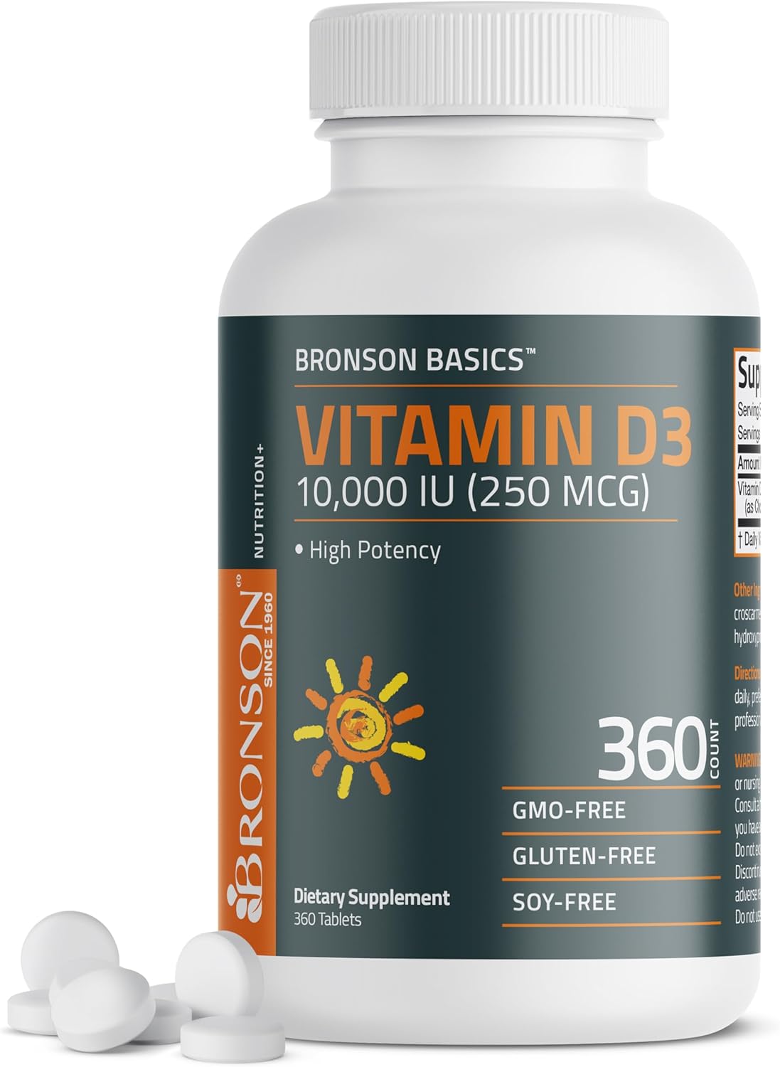 Bronson Vitamin D3 10,000iu (250mcg) 1 Year Supply for Healthy Muscle Function a...