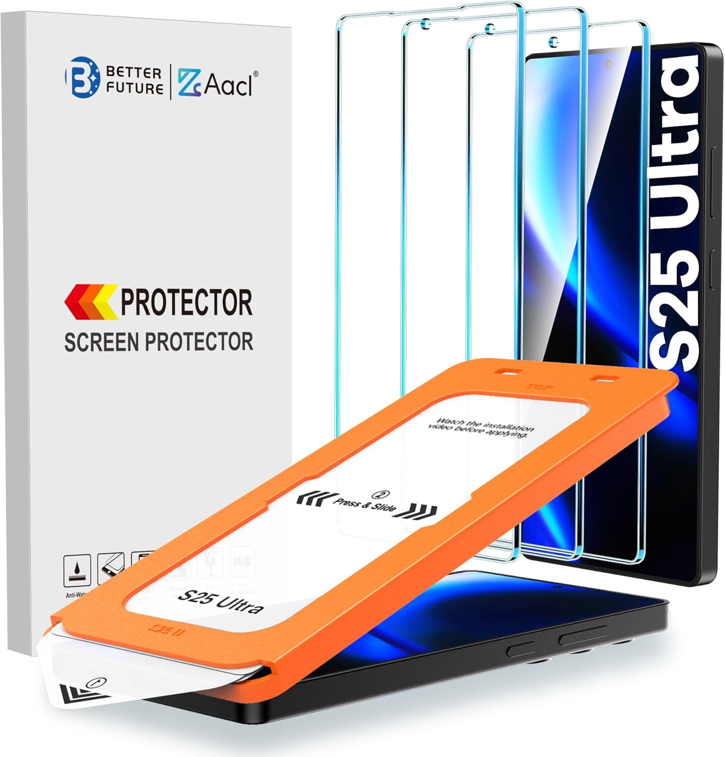 AACL 3-Pack for Samsung Galaxy S25 Ultra Screen Protector Tempered Glass, 9H Gla...