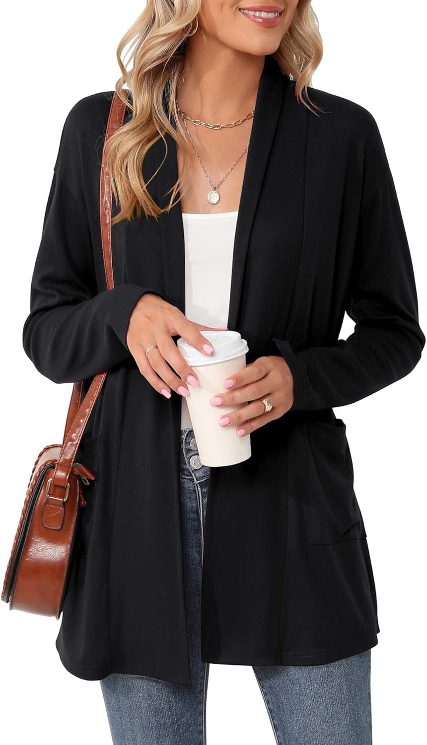 Micoson Women's Long Sleeve Open Front Cardigan Casual Loose Lightweight Cardiga...