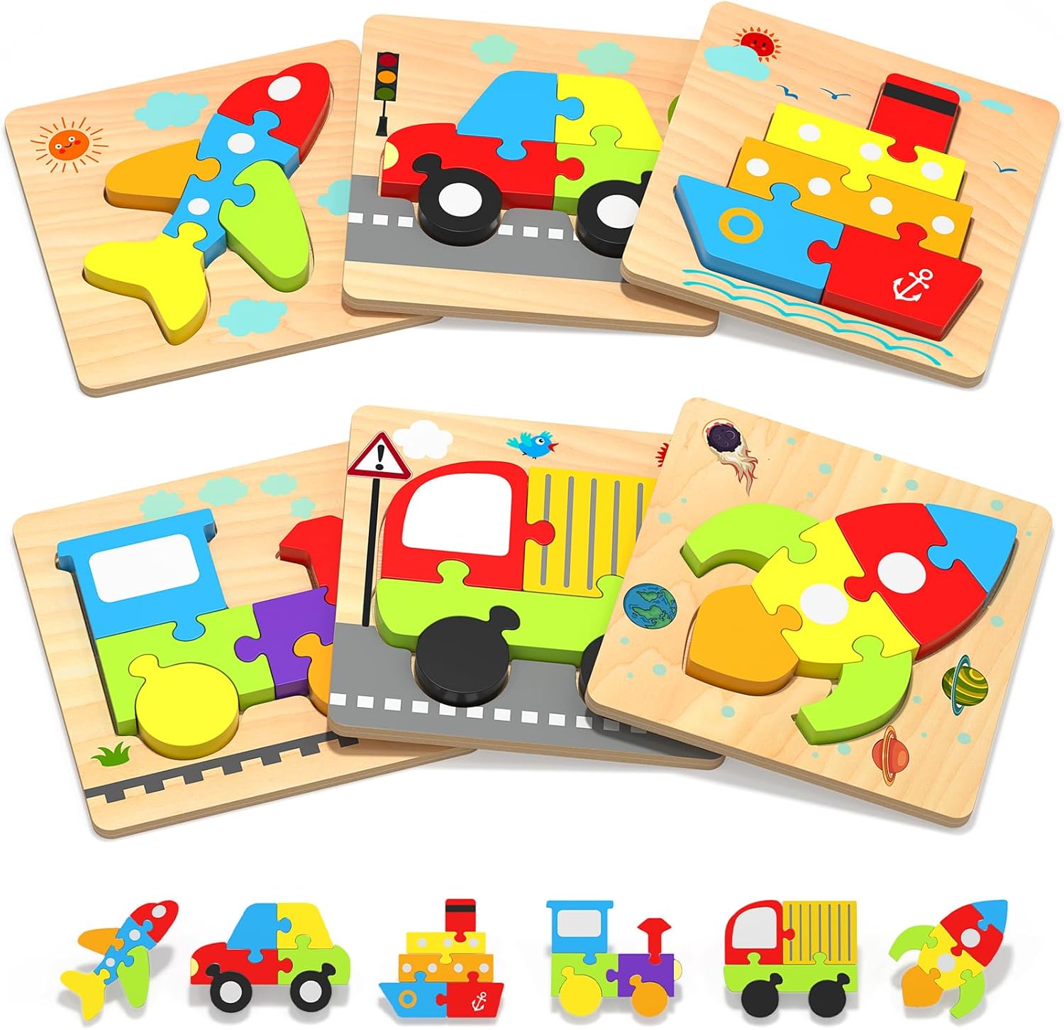 Yetonamr Wooden Toddler Puzzles Gifts Toys for 1 2...