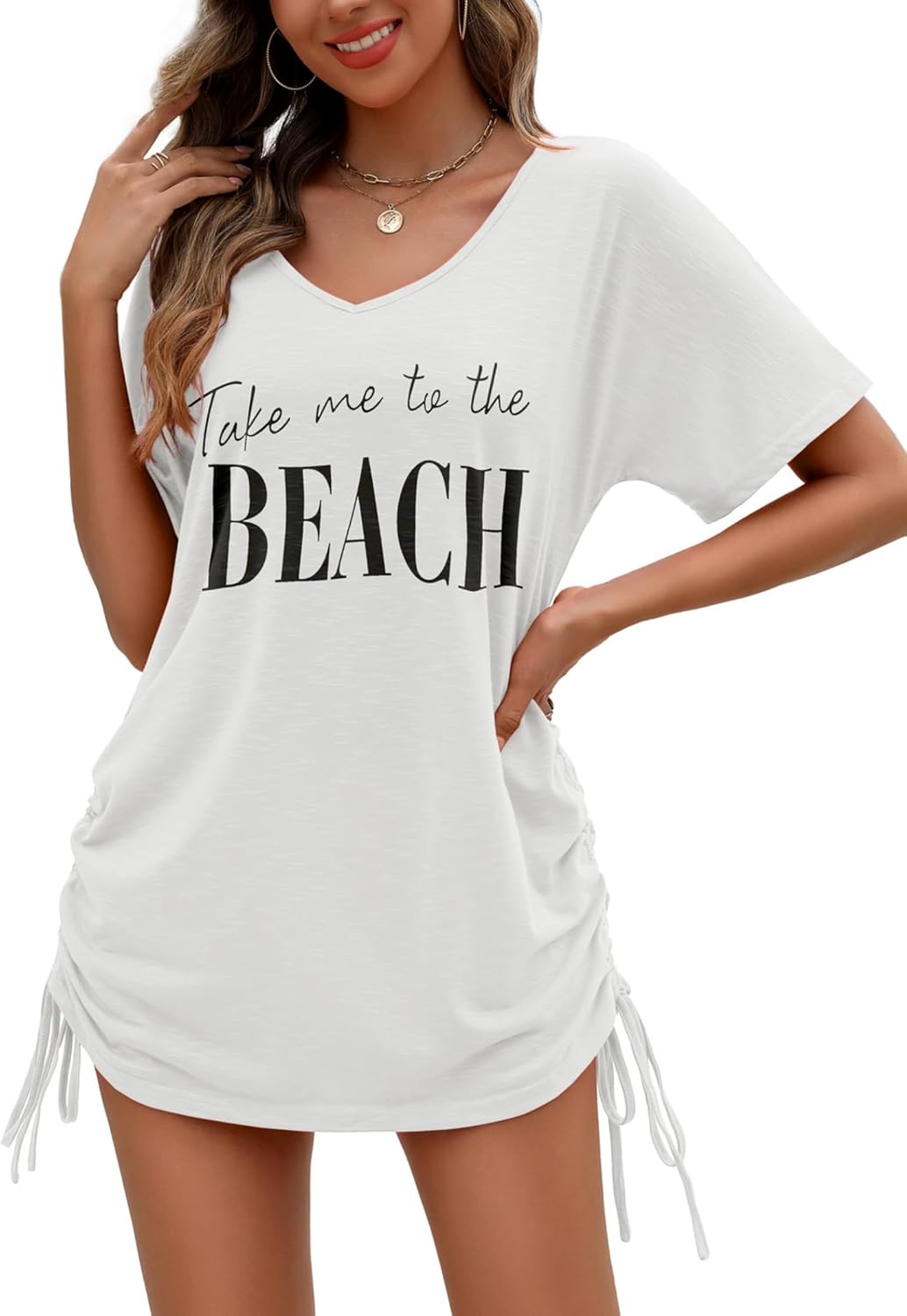 AI'MAGE Swimsuit Coverup for Women Short Sleeve Bathing Suit Cover Up T-Shirt Ca...