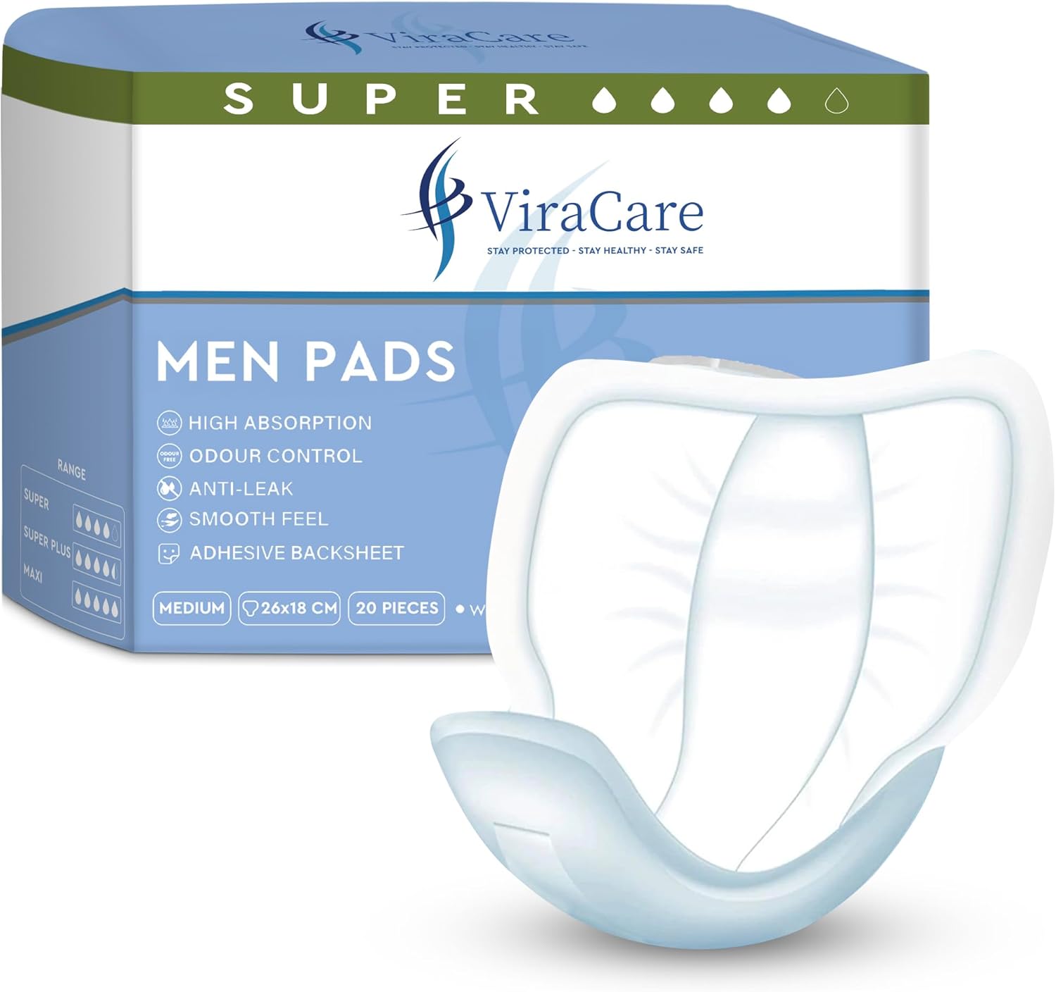 40 x Super Incontinence Pads Men | Adhesive Backsheet & High Absorption | Mens I...