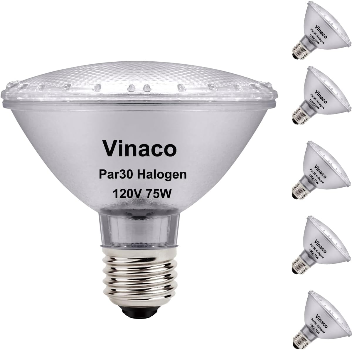 Vinaco PAR30 Short Neck 75W, 6 Pack High Output PAR30 Halogen Flood Light Warm W...