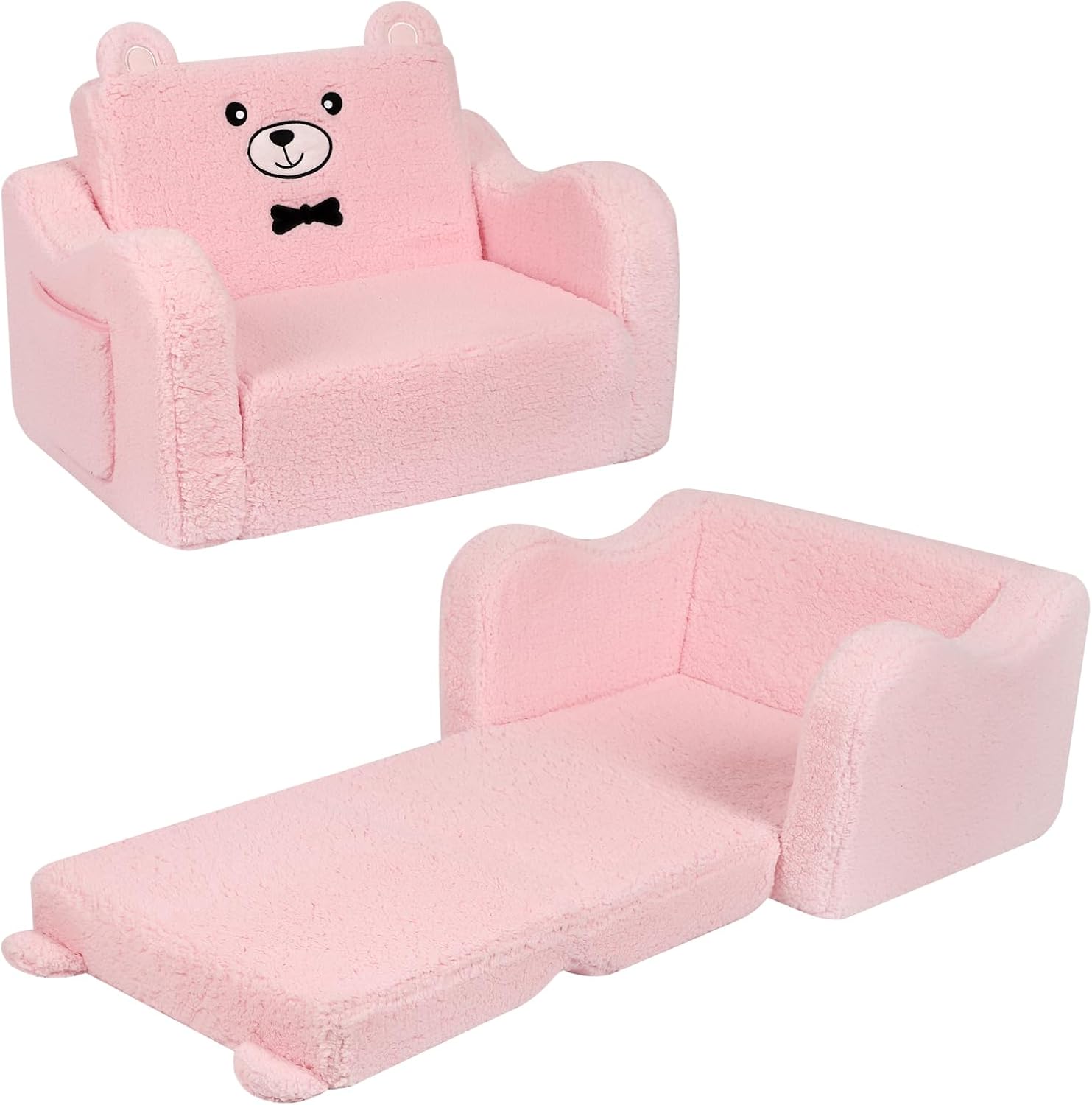 Kids Chairs for Toddler, 2-in-1 Toddler Soft Sherpa Couch Fold Out, Convertible...