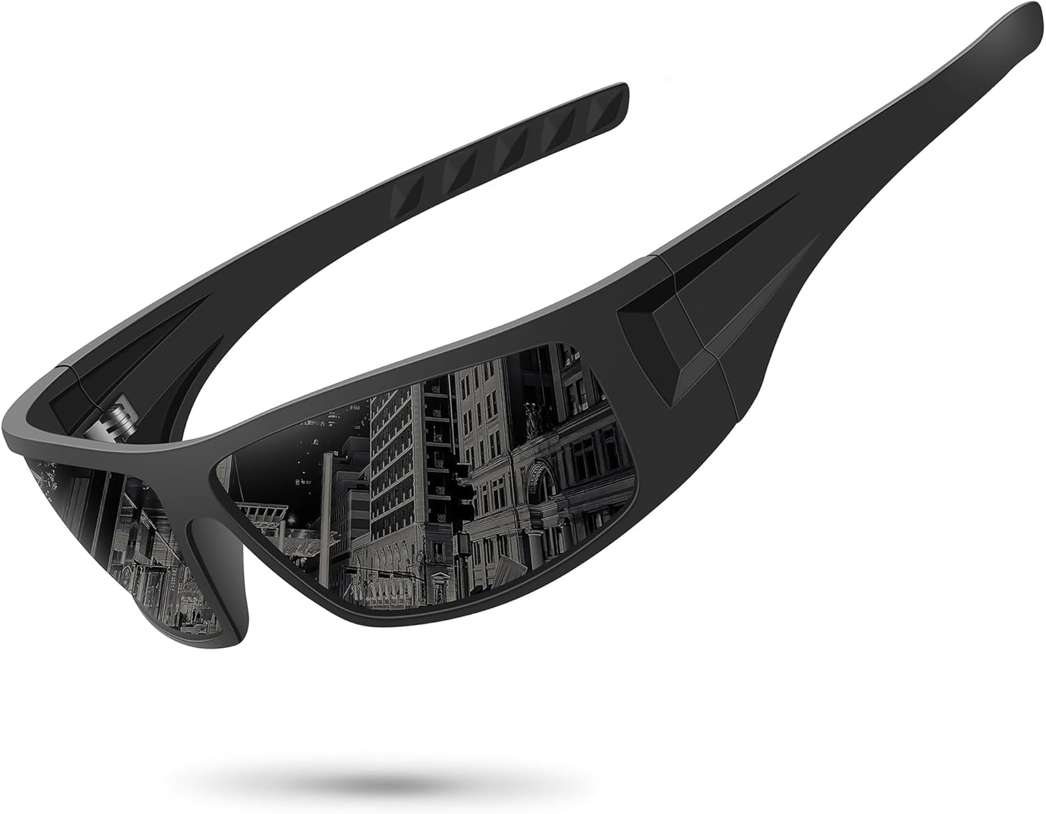 Polarized Sports Sunglasses for Men Women Unbreakable Frame Cycling Fishing Wrap...