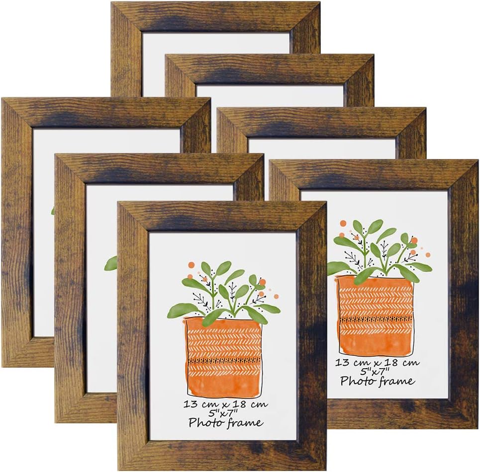 PETAFLOP 5x7 Frame Rustic Picture Frames Fits 5 by 7 Inch Photo Wall Tabletop Di...