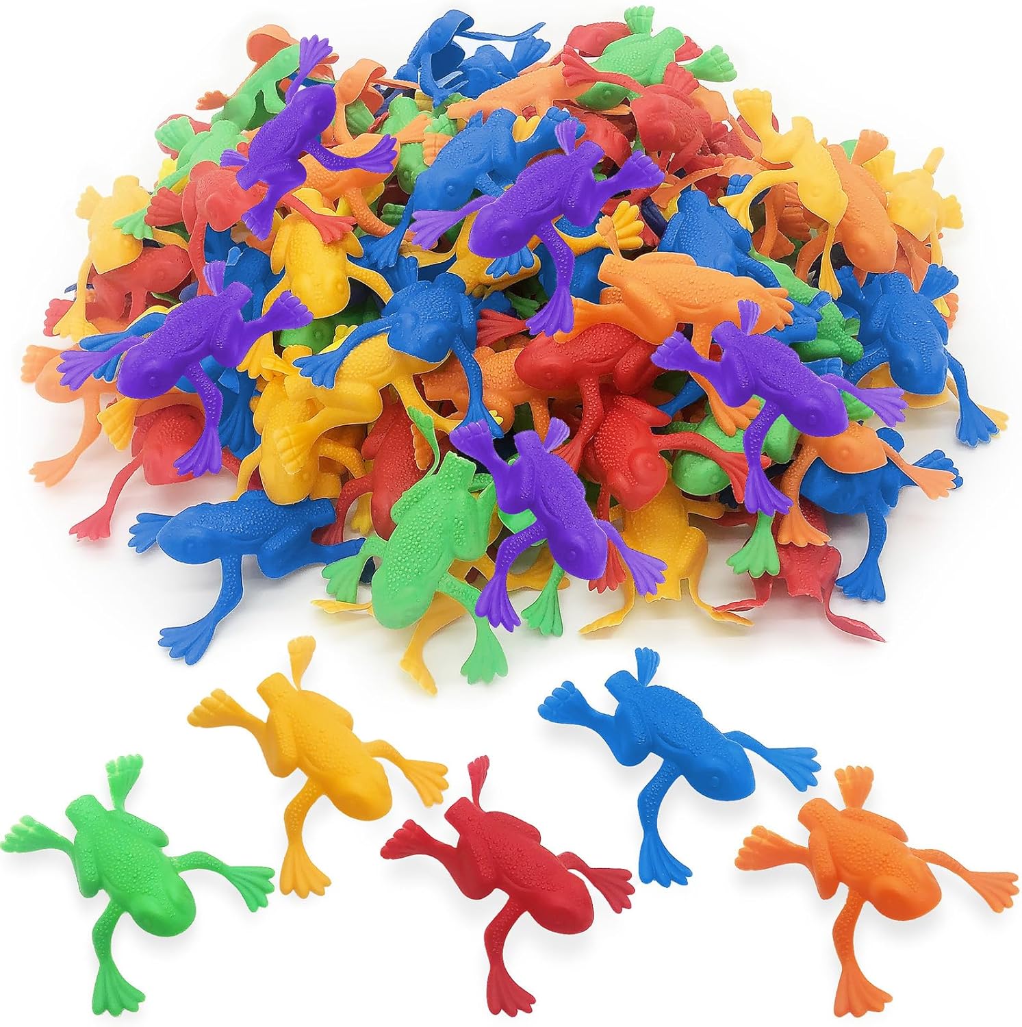 ArtCreativity 144pcs Jump n Leap Frog Toy - 2 Inch Assorted Colors, Cool Jumping...