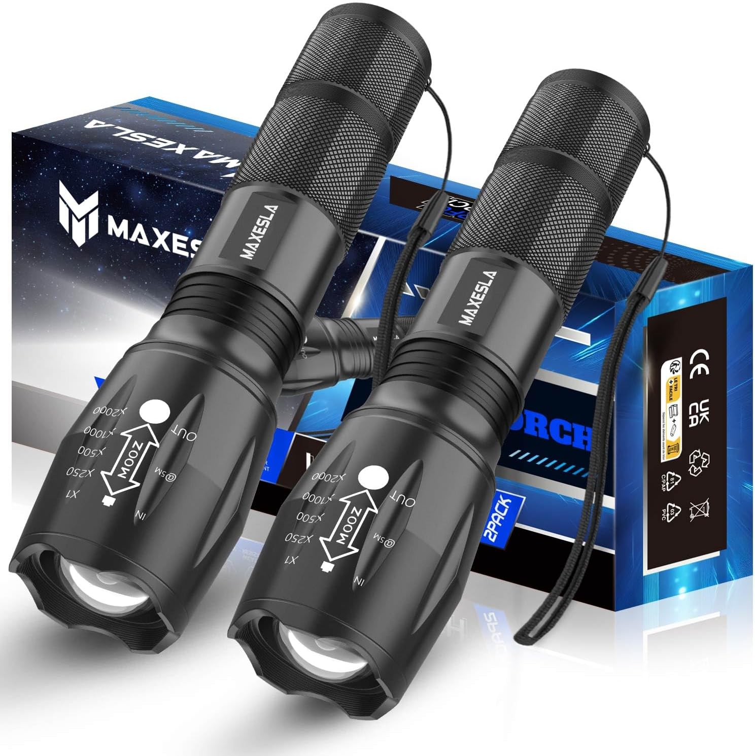 Maxesla FAGORY LED Torch 2000 Lumens, Torches Led Super Bright Flashlight, Power...