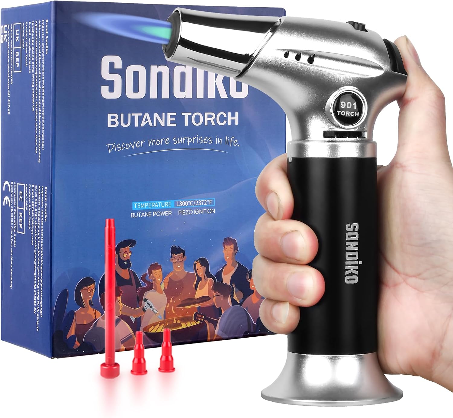 Sondiko Kitchen Blow Torch S901, Refillable Kitche...