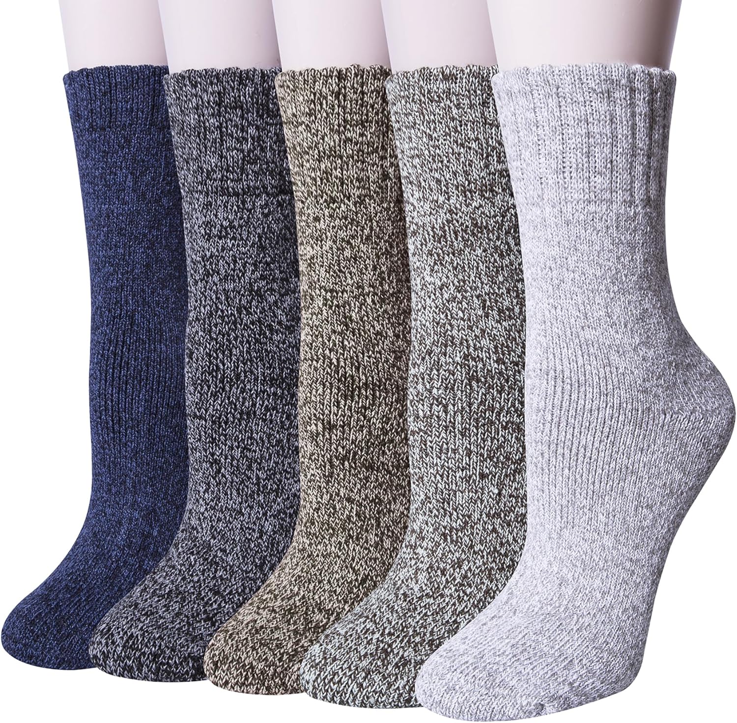 YSense 5 Pairs Womens Wool Socks Thick Knit Warm Winter Socks Cozy Comfy Socks G...