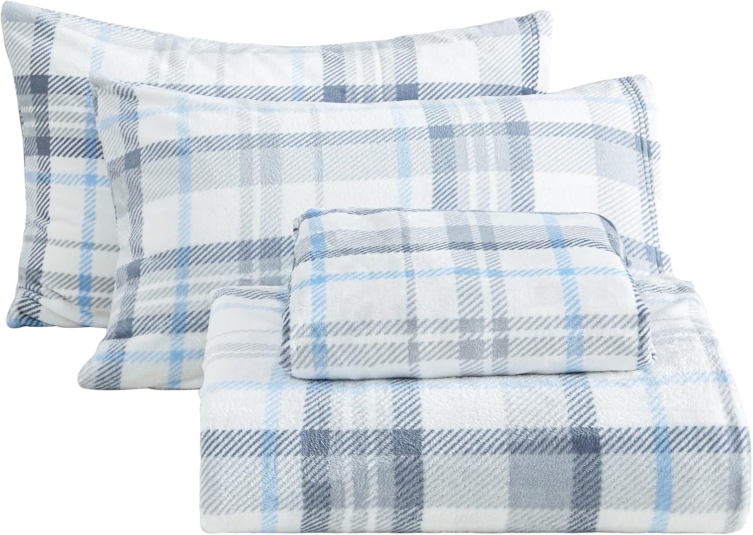 Softan Queen Micro Fleece Sheets Set, 4-Piece Queen Size Bed Sheet Set, Plush Ve...